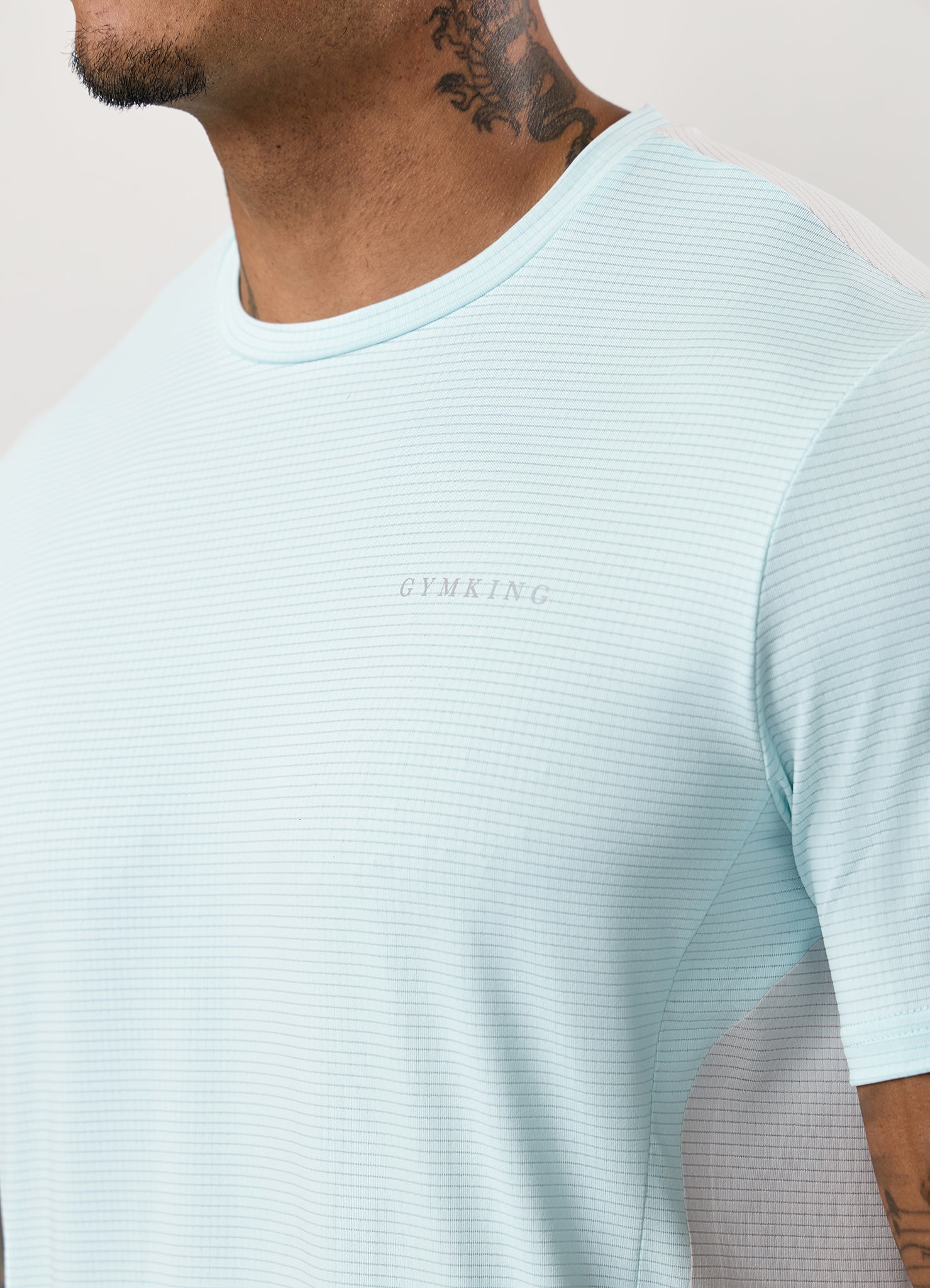 Gym King Progress Performance Tee - Ice Blue/Light Grey