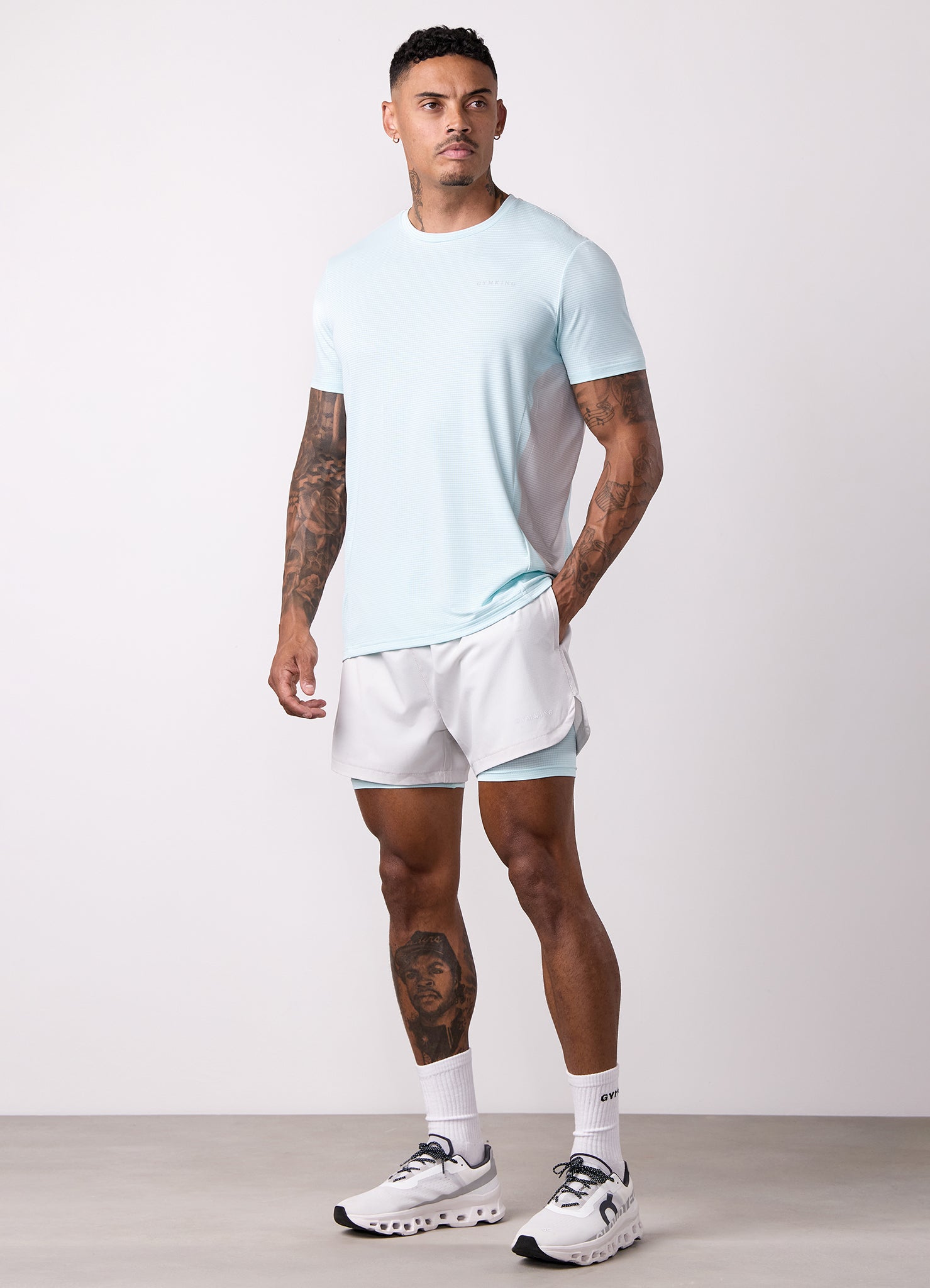 Gym King Progress 2-In-1 Short - Light Grey/Ice Blue