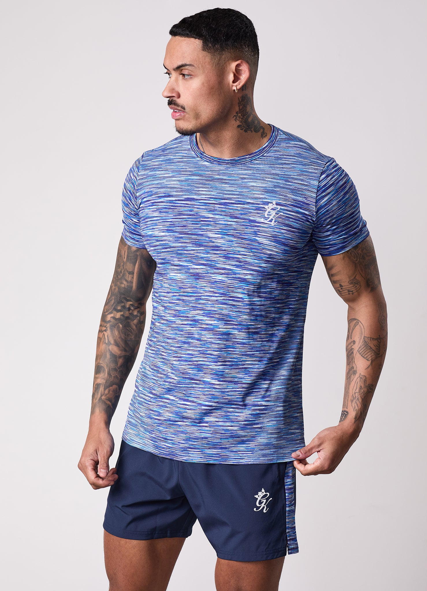 Gym King Energy Seamless Space Dye Tee - Galactic Blue Multi