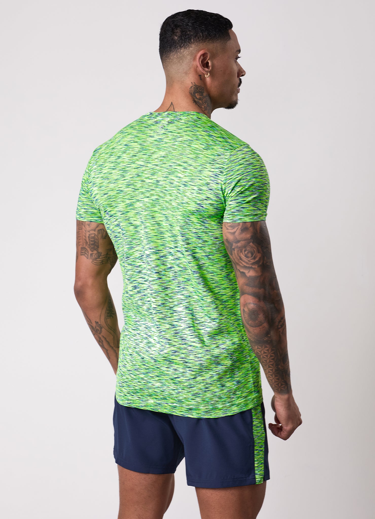 Gym King Energy Seamless Space Dye Tee - Lime/Navy Grindle
