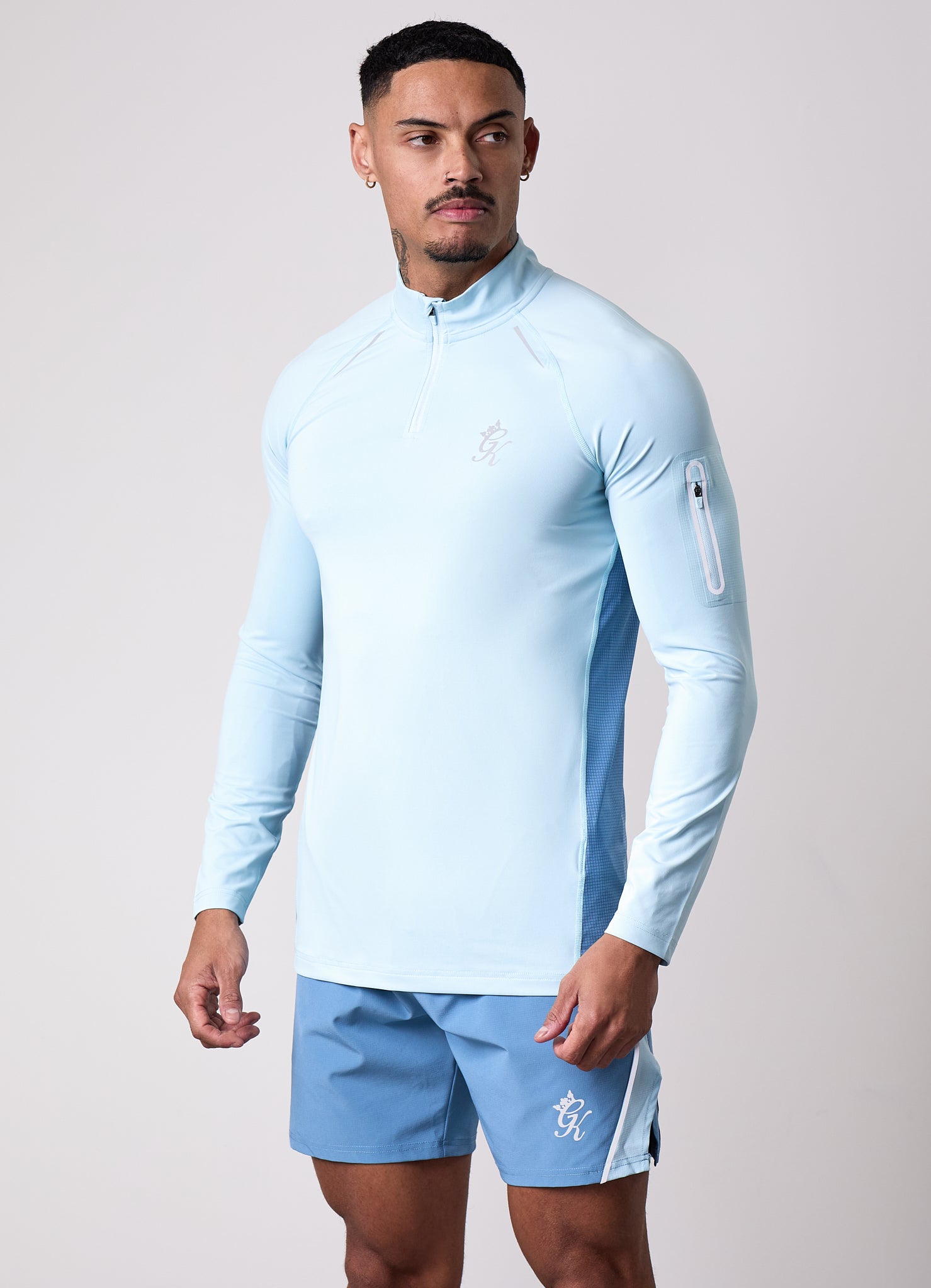 Gym King Flex 2.0 1/4 Zip Funnel - Iced Aqua/Coastal Blue