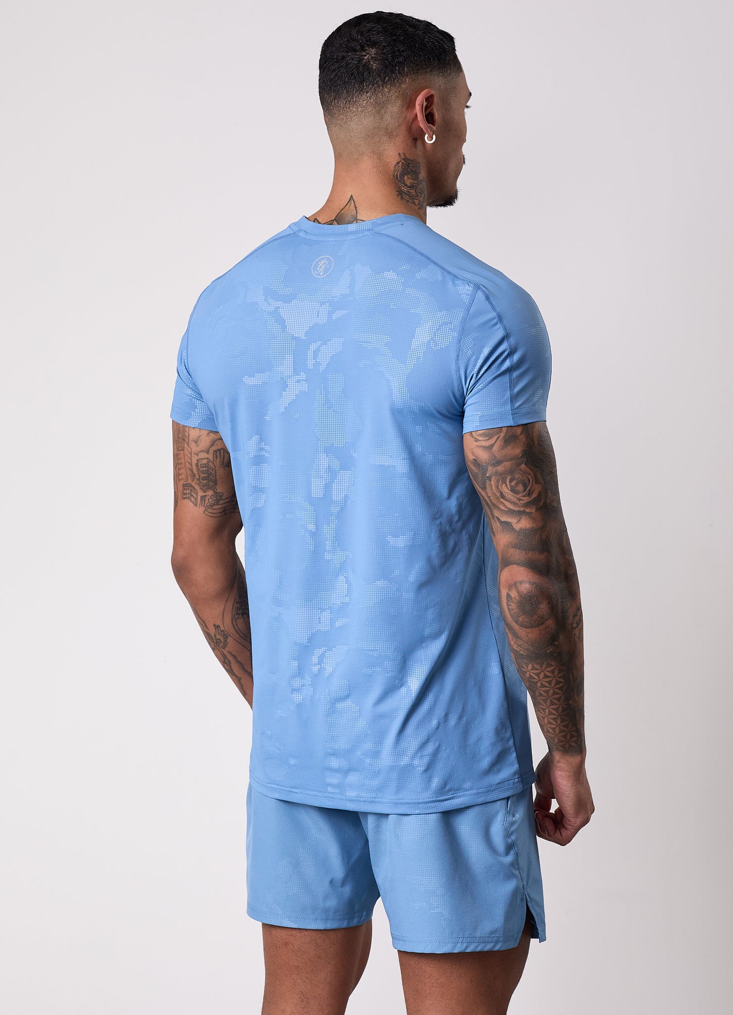 Gym King Debossed Camo SS Tee - Coastal Blue