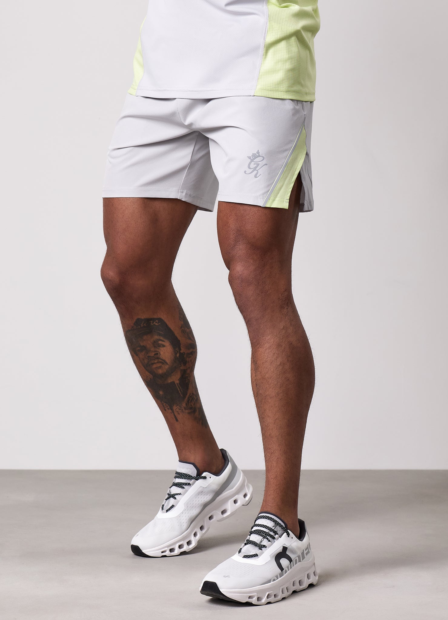 Gym King Flex 2.0 Short - Light Grey/Sherbet Lime
