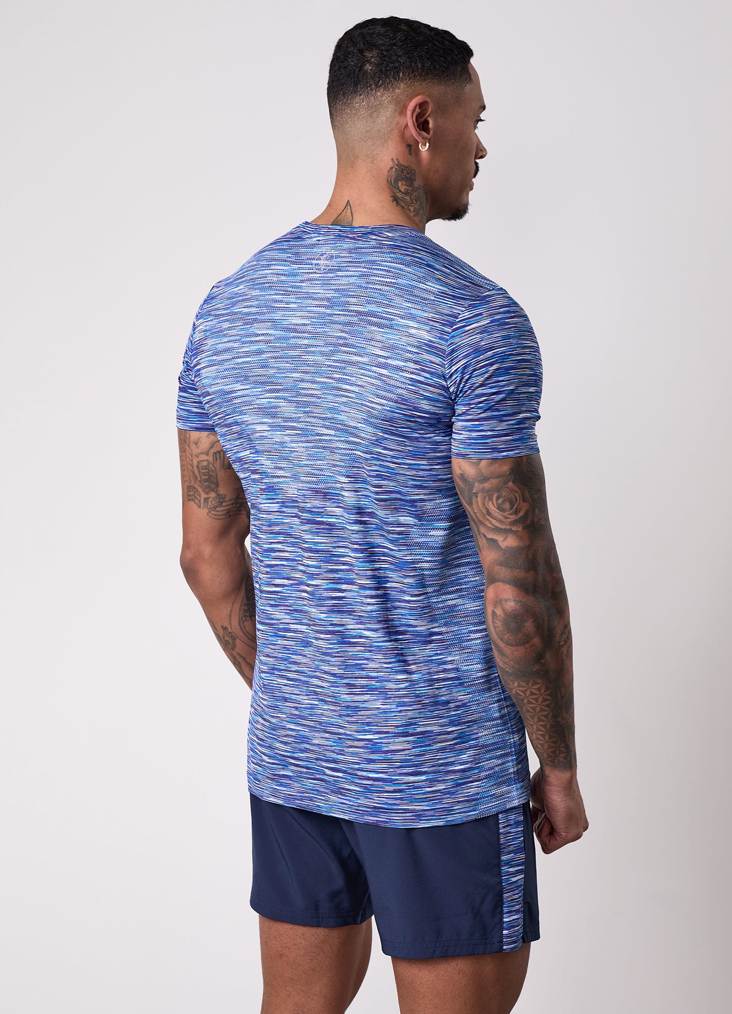 Gym King Energy Seamless Space Dye Tee - Galactic Blue Multi