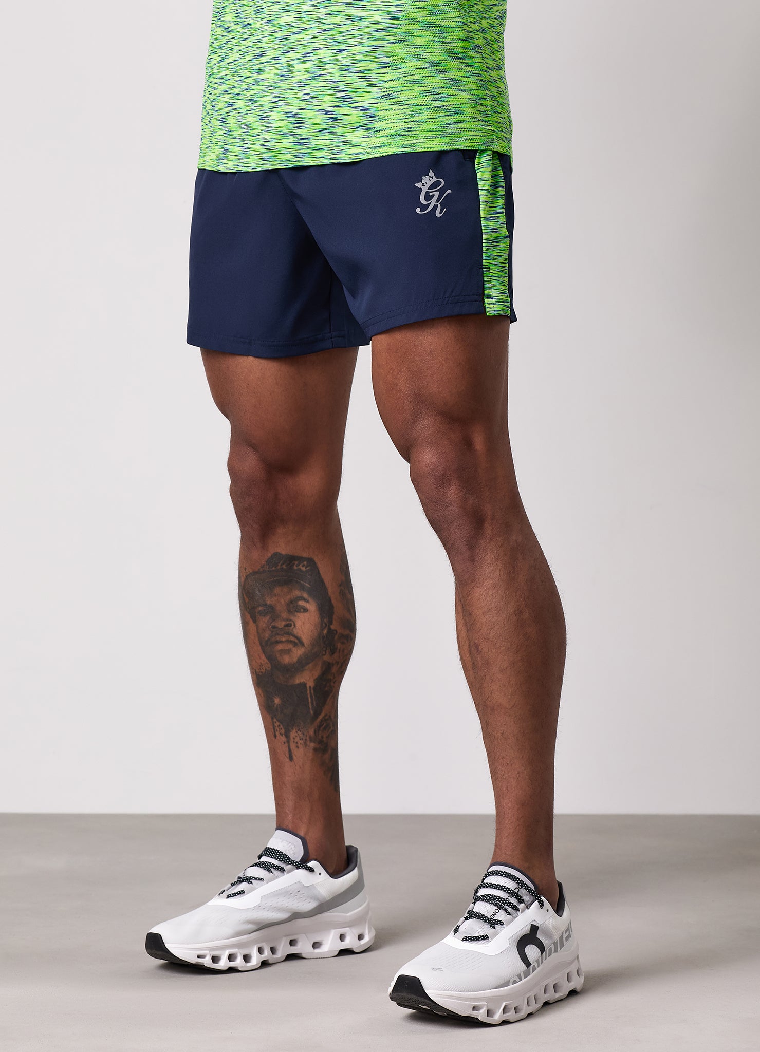 Gym King Space Dye Panel 5" Short - Navy/Lime/Navy Grindle