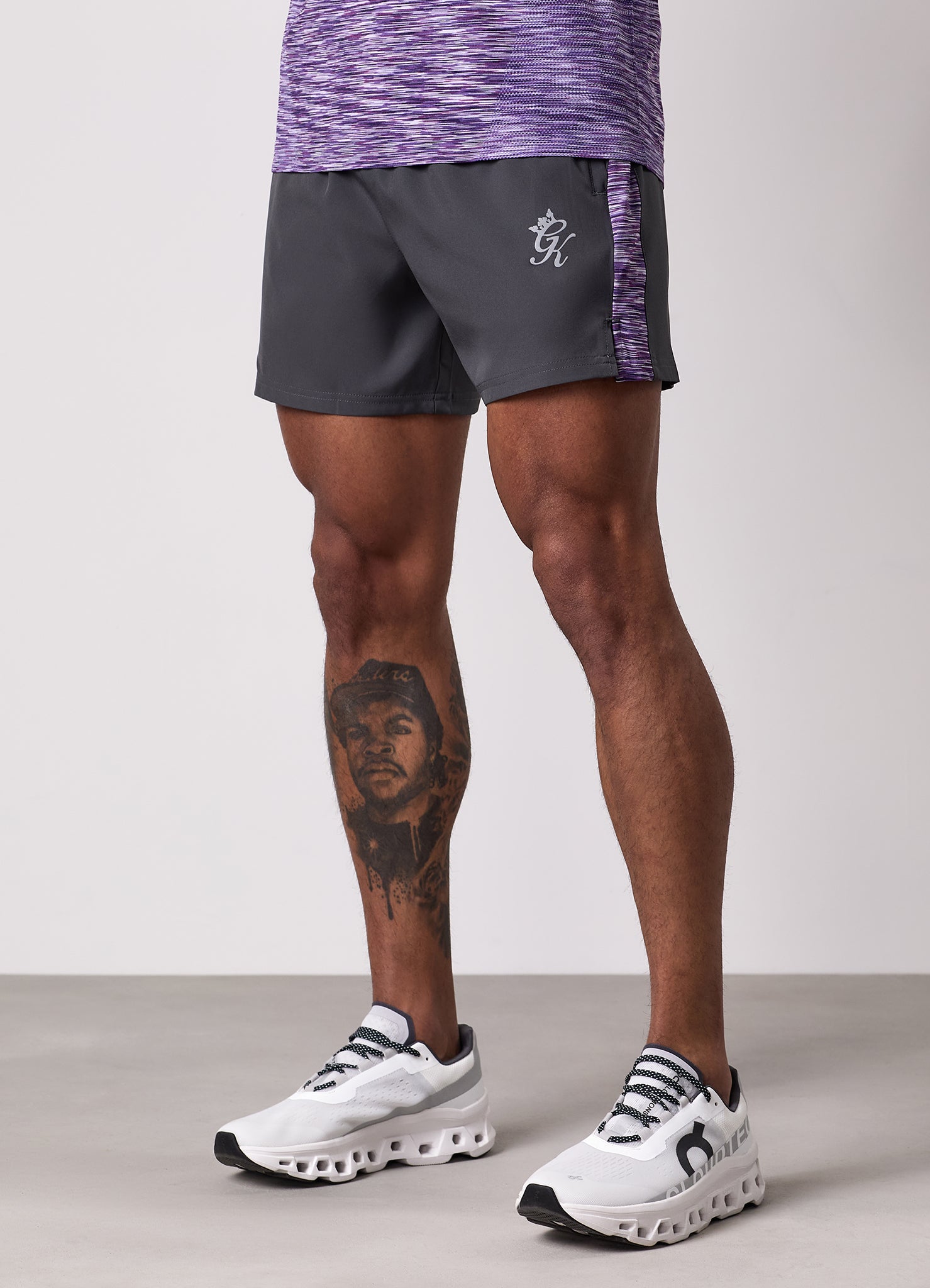 Gym King Space Dye Panel 5" Short - Graphite/Purple Haze Multi
