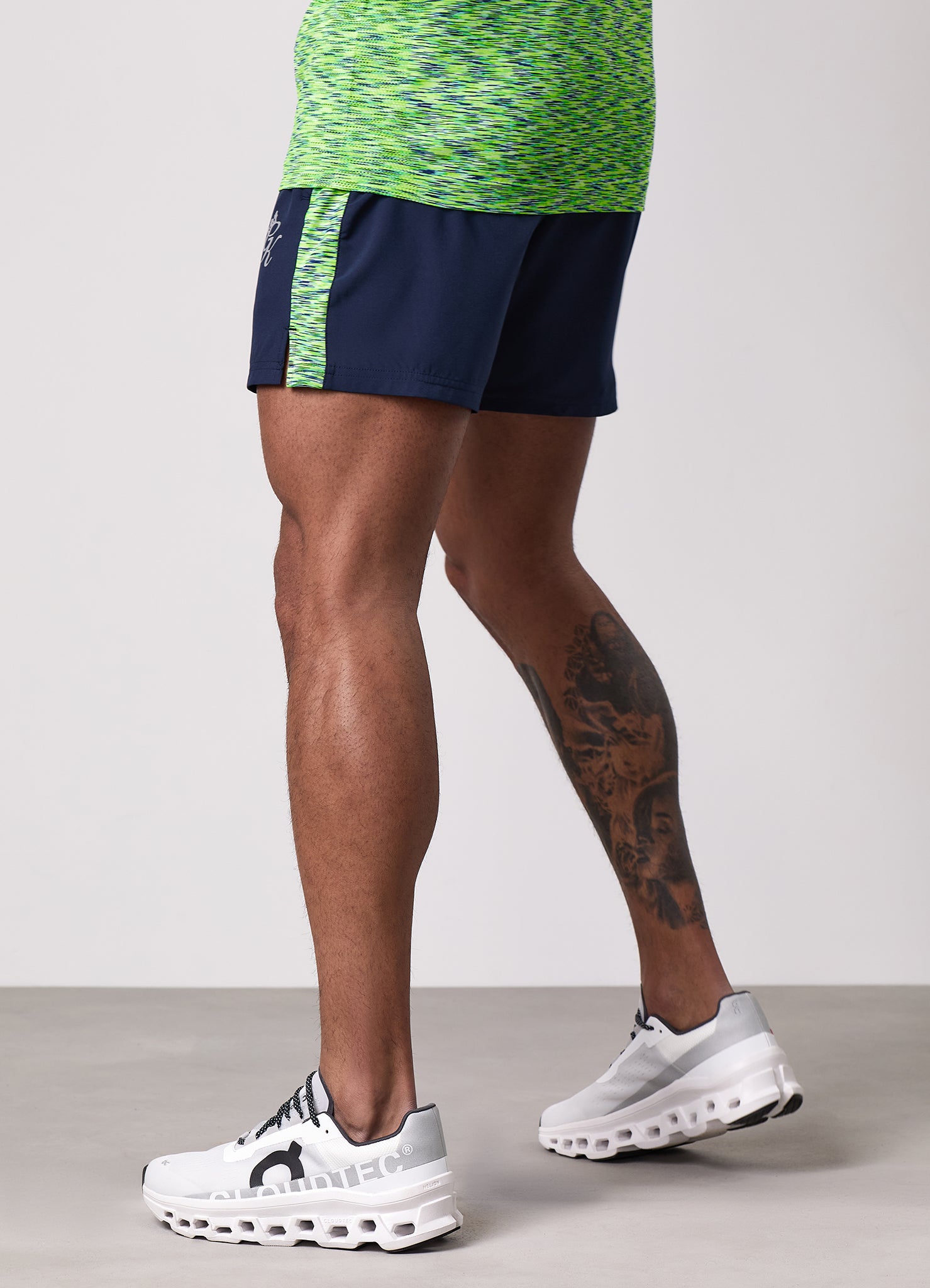 Gym King Space Dye Panel 5" Short - Navy/Lime/Navy Grindle