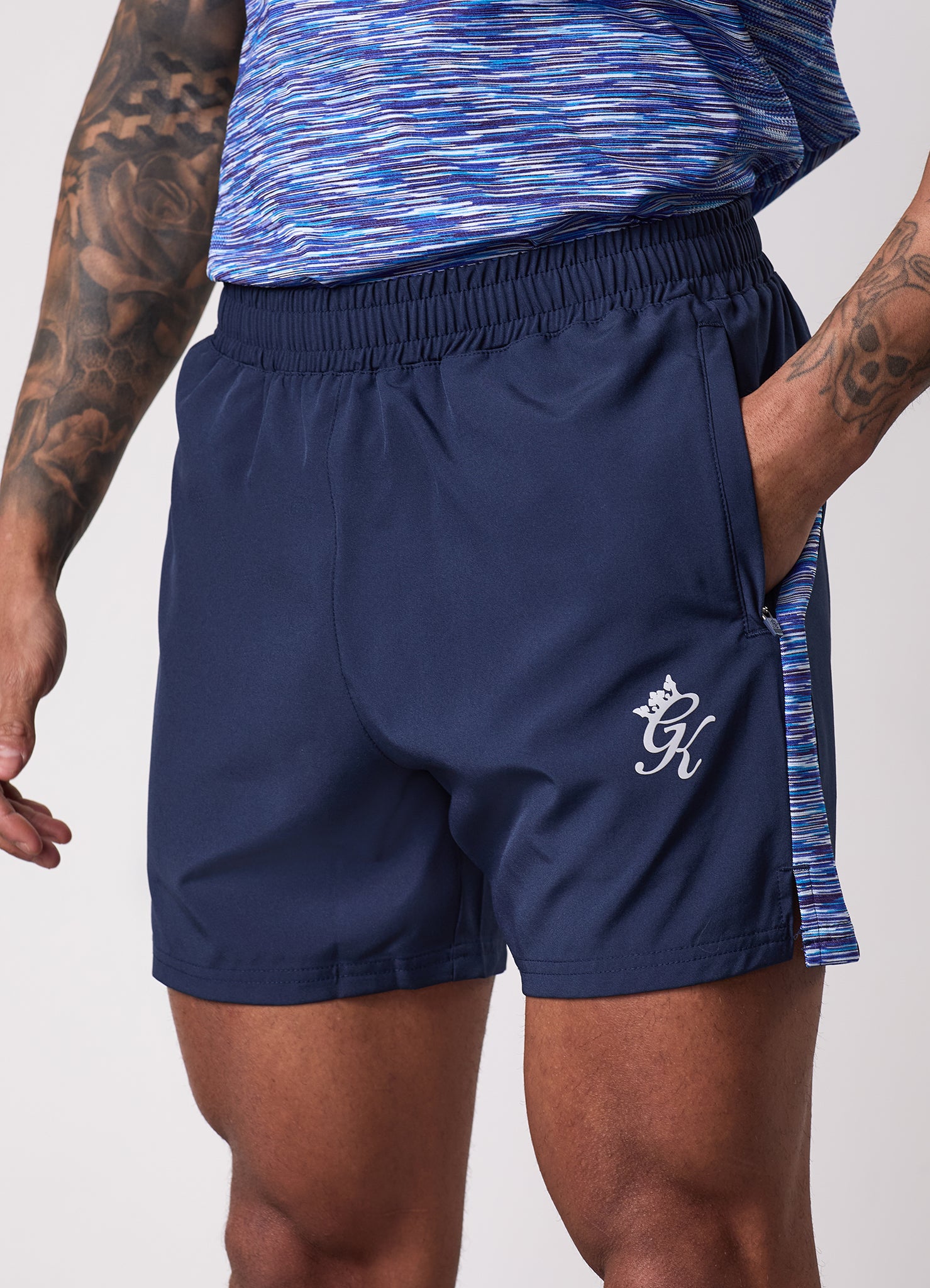 Gym King Space Dye Panel 5" Short - Navy/Galactic Blue