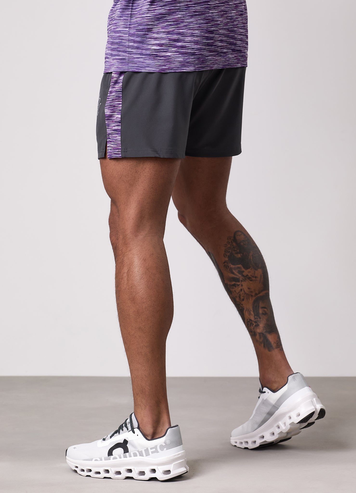 Gym King Space Dye Panel 5" Short - Graphite/Purple Haze Multi