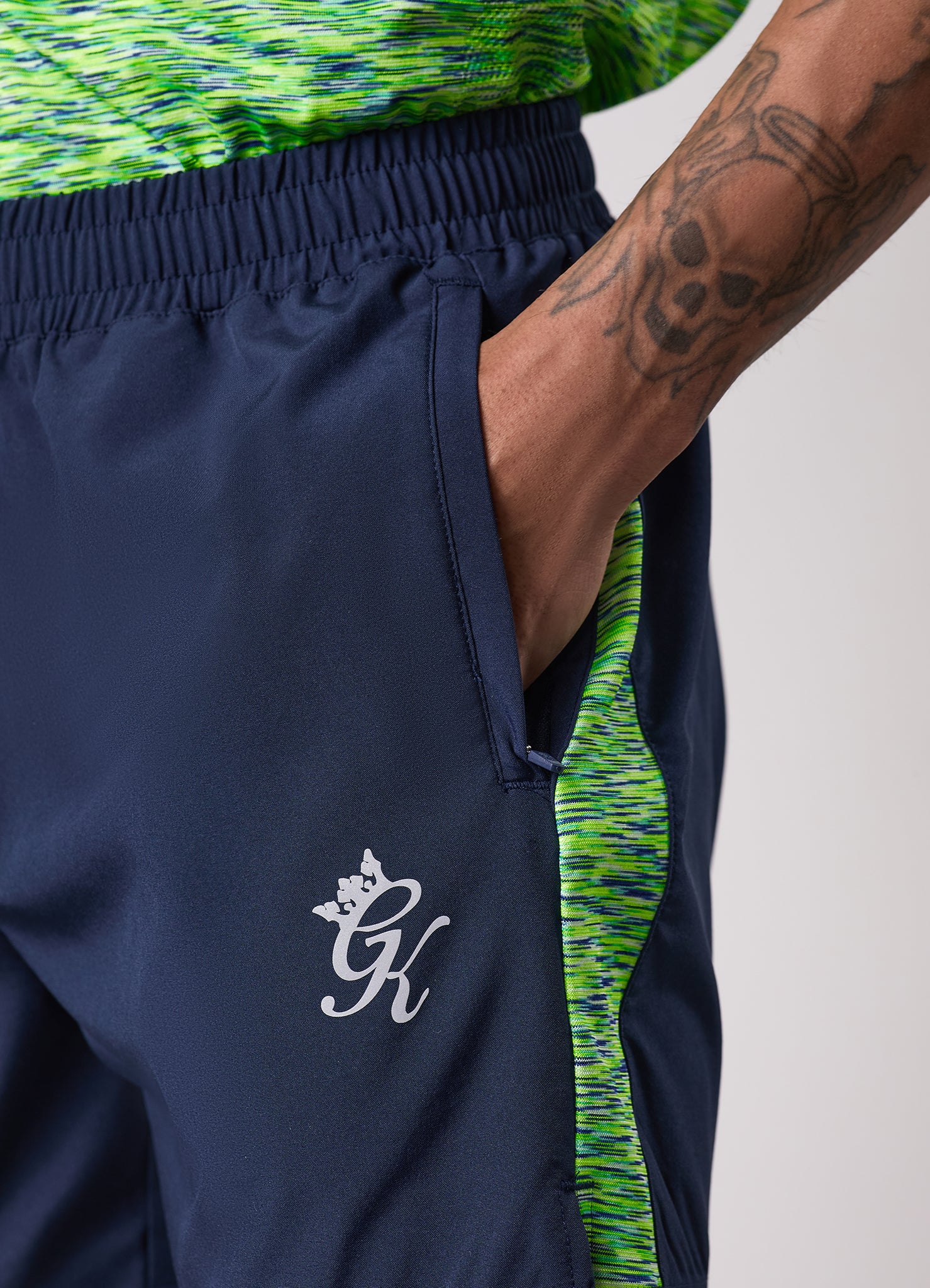 Gym King Space Dye Panel 5" Short - Navy/Lime/Navy Grindle