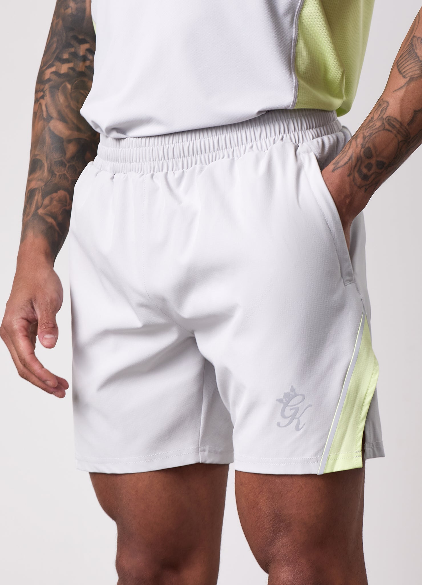 Gym King Flex 2.0 Short - Light Grey/Sherbet Lime