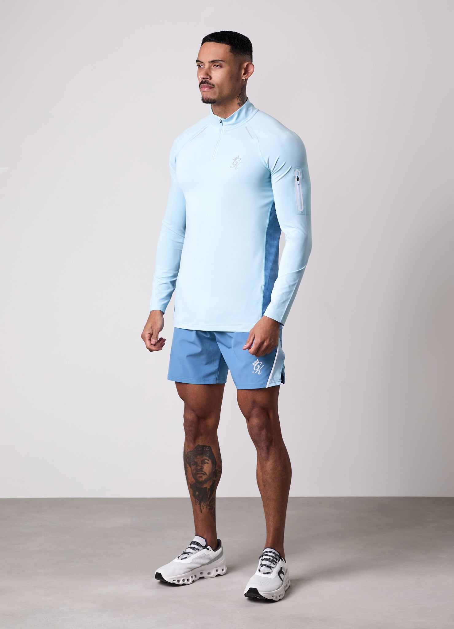 Gym King Flex 2.0 1/4 Zip Funnel - Iced Aqua/Coastal Blue