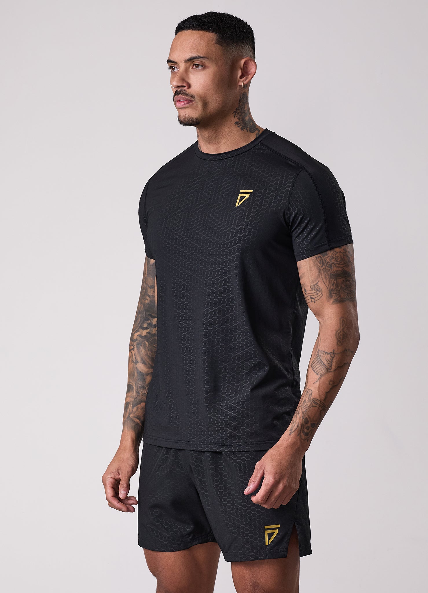 Gym King Fight Division Debossed Training Tee - Black/Gold