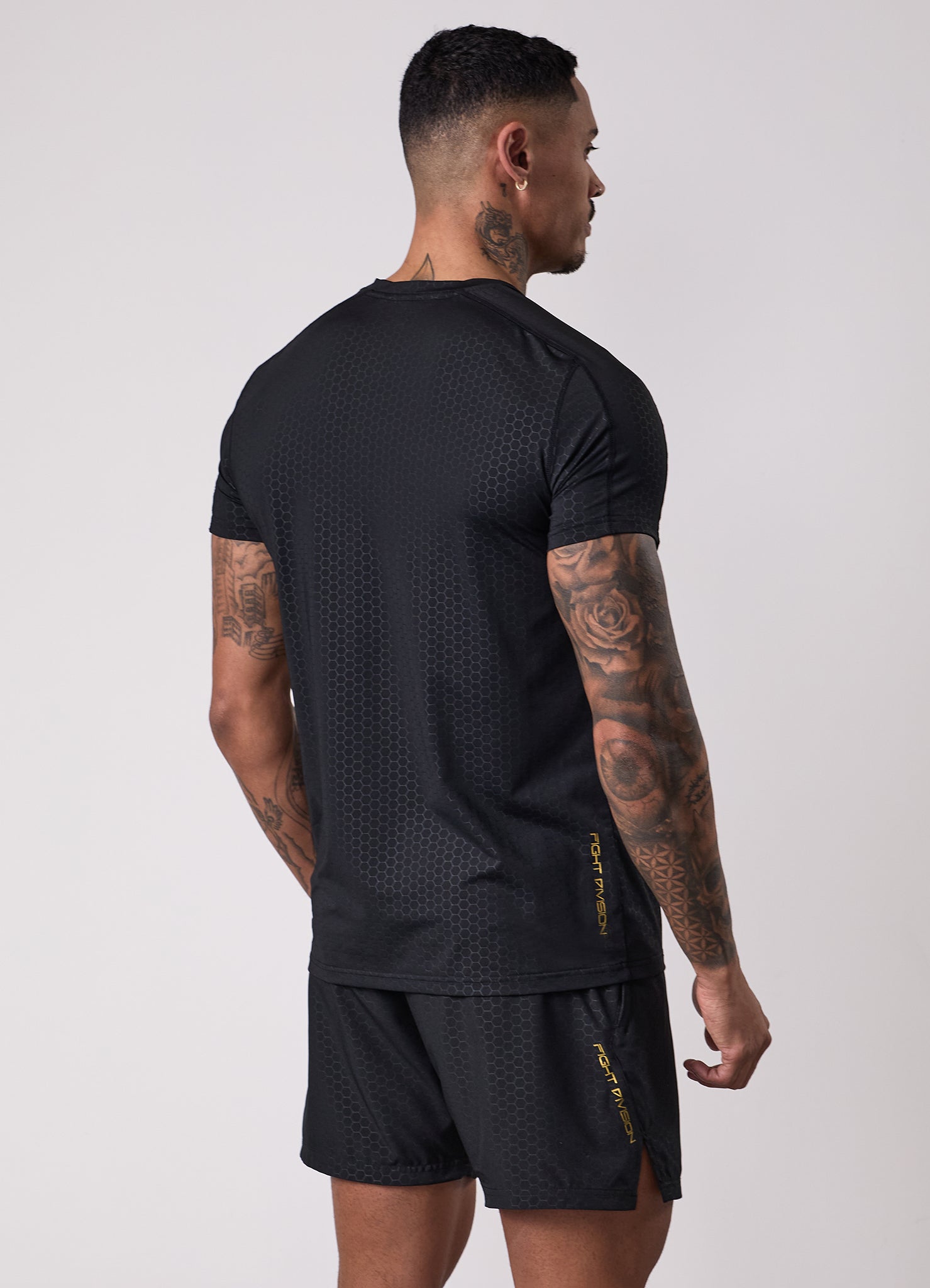 Gym King Fight Division Debossed Training Tee - Black/Gold