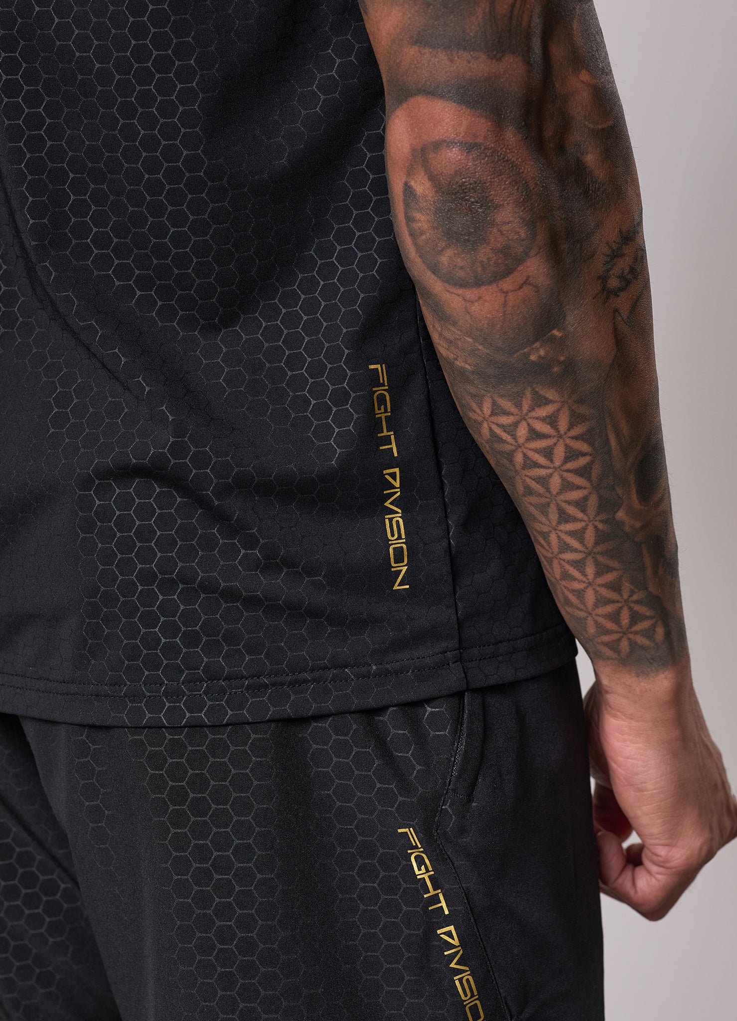 Gym King Fight Division Debossed Training Tee - Black/Gold