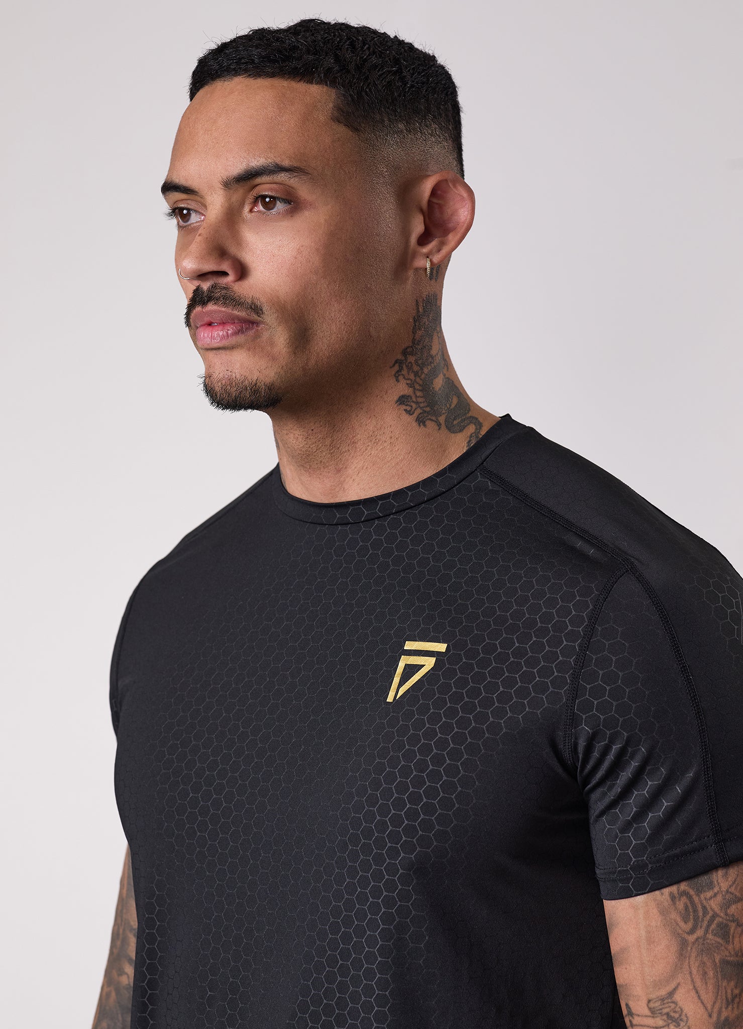 Gym King Fight Division Debossed Training Tee - Black/Gold