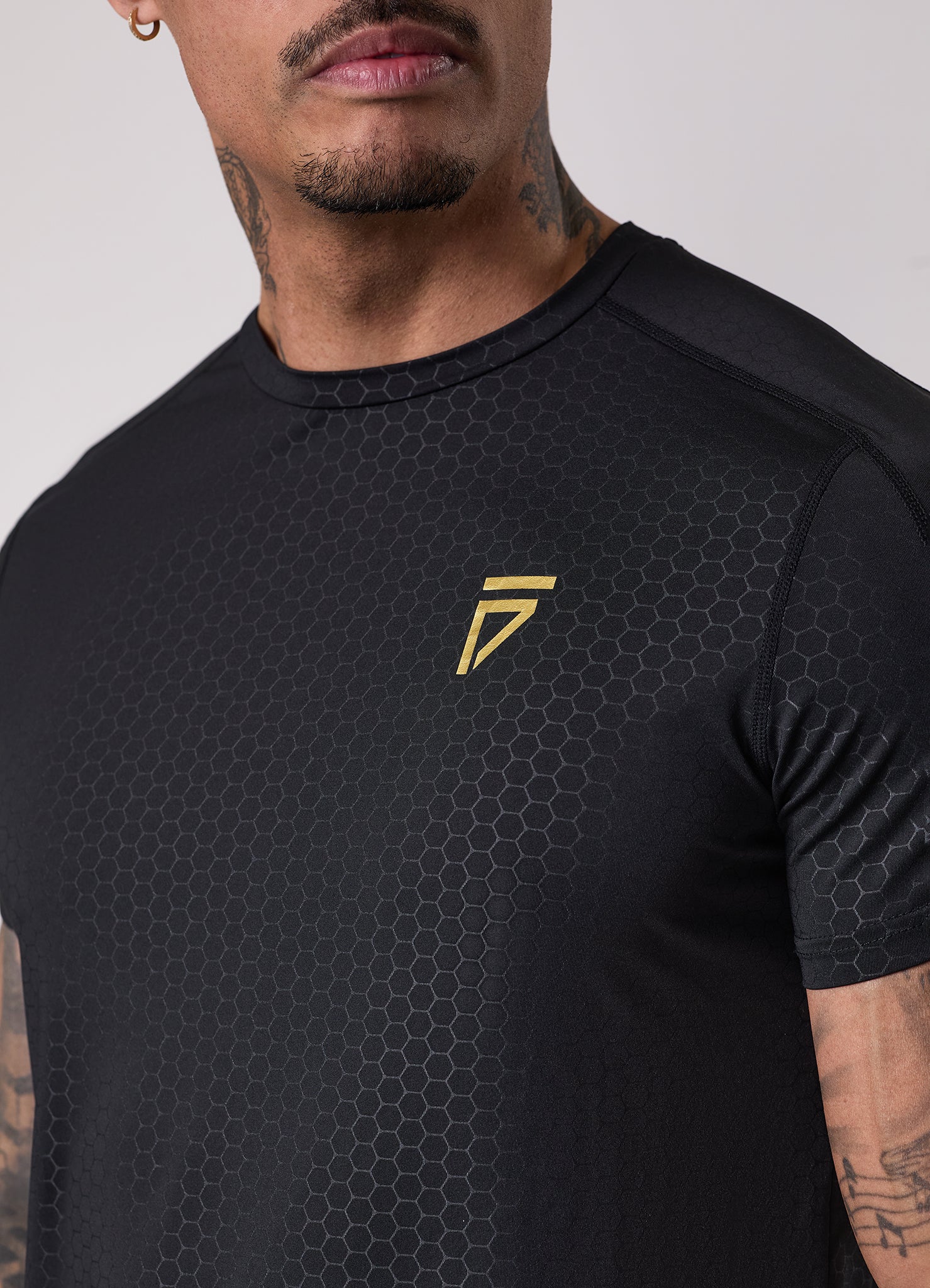 Gym King Fight Division Debossed Training Tee - Black/Gold