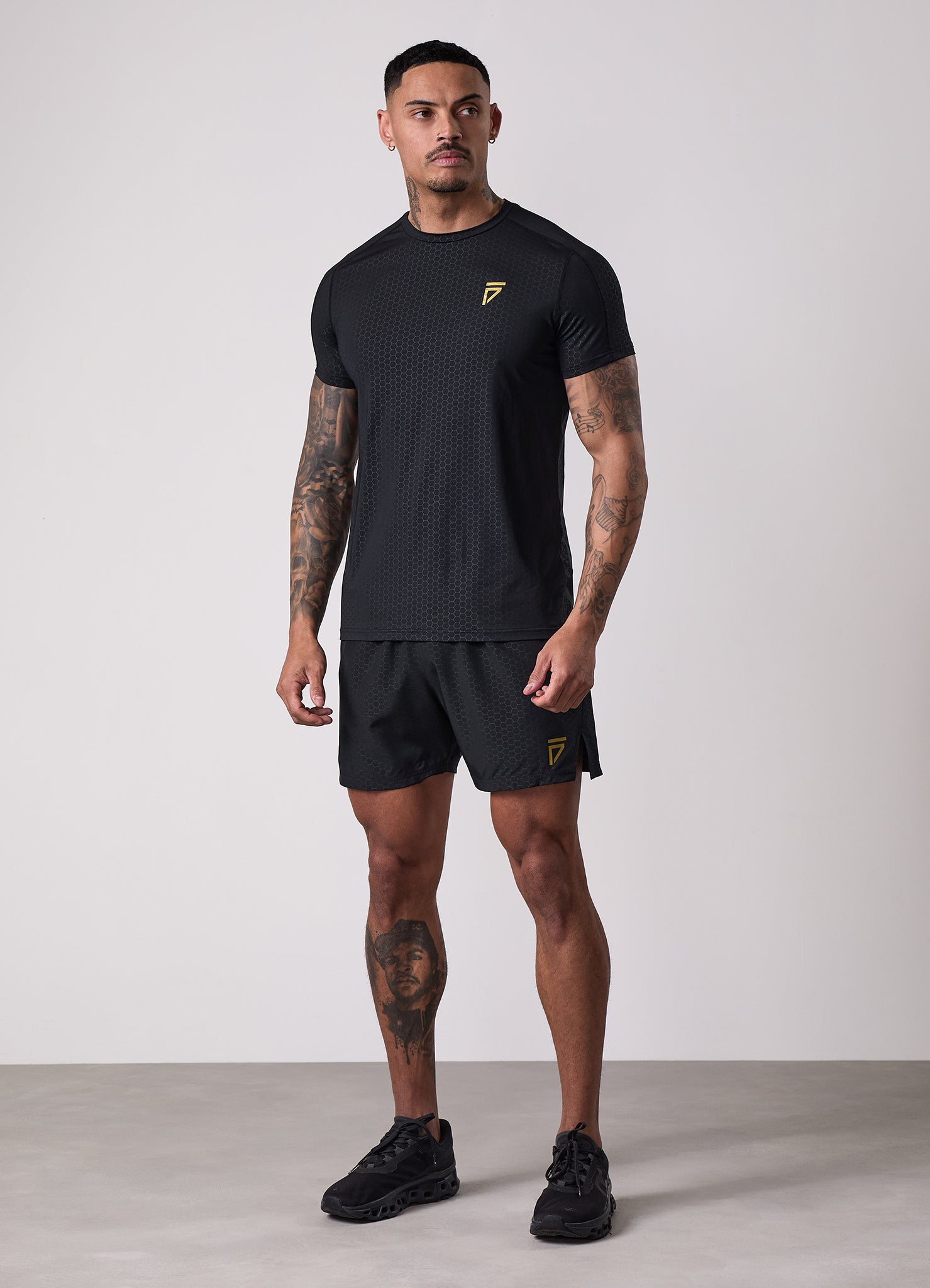 Gym King Fight Division Debossed Training Tee - Black/Gold