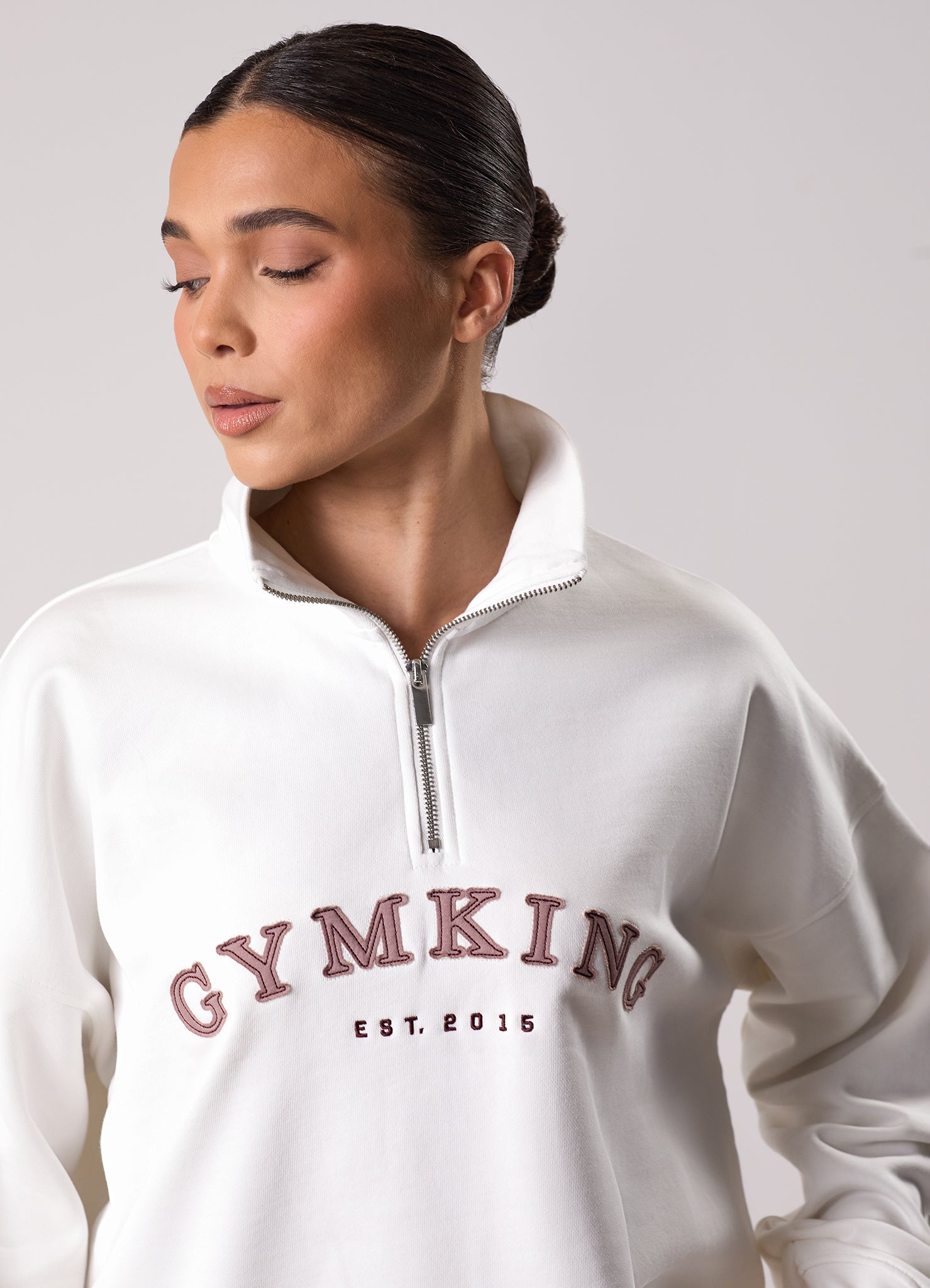 Gym King Compose 1/4 Zip Funnel - Cream