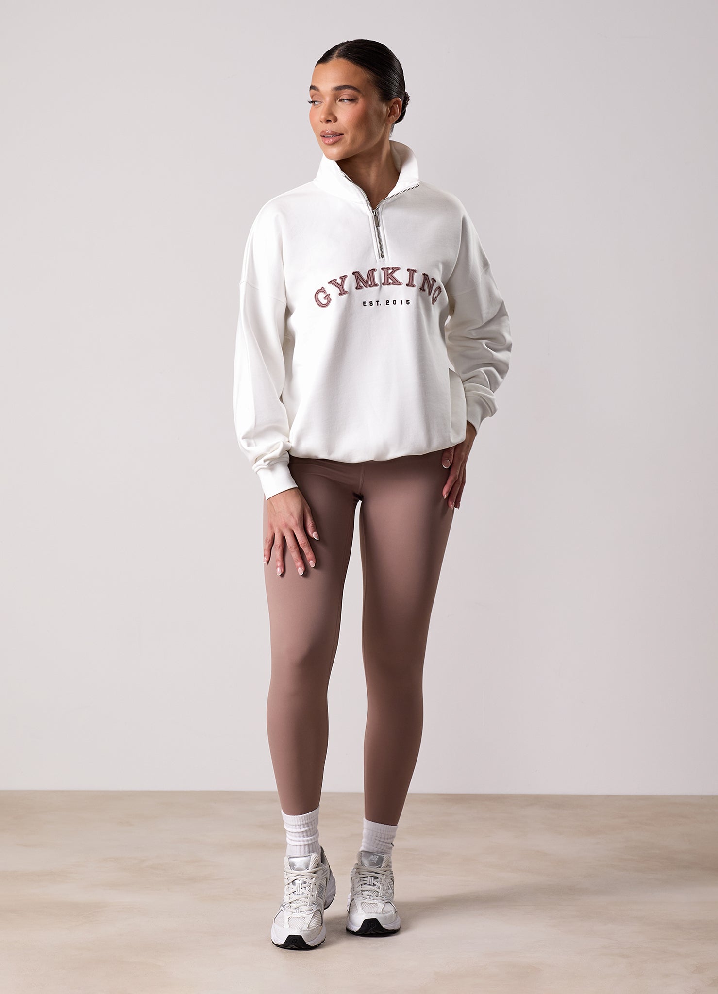 Gym King Compose 1/4 Zip Funnel - Cream