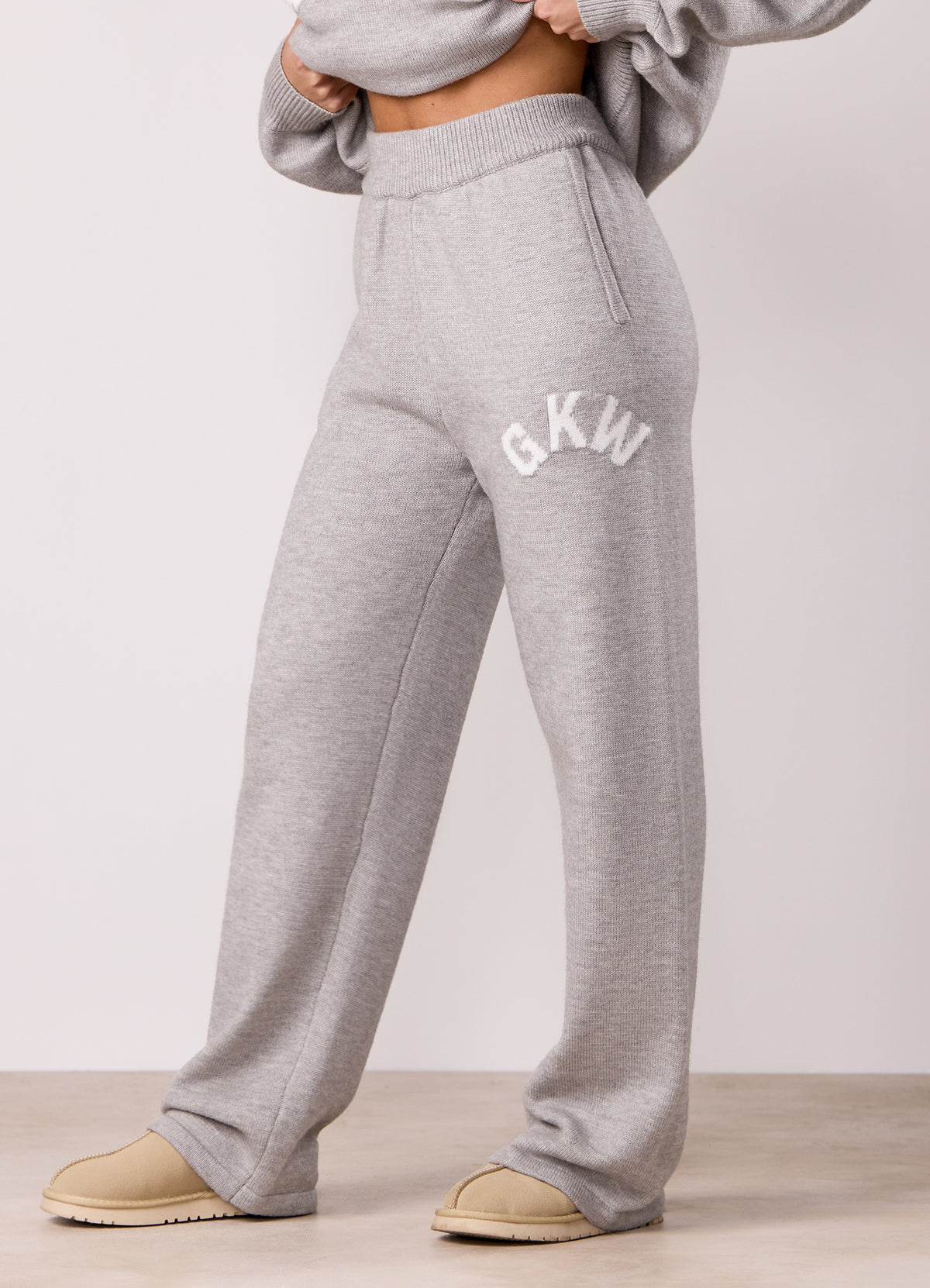 Gym King Restore Knit Jogginghose mit geradem Bein – Hellgrau meliert