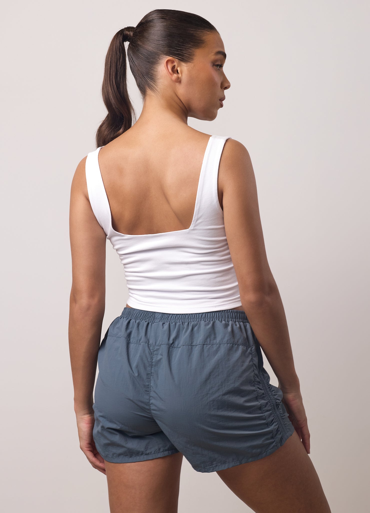 Gym King Ruched Jersey Vest - White
