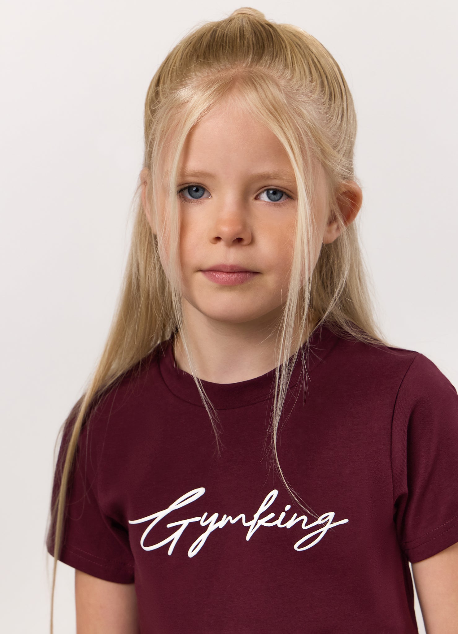 Gym King Kids Script Cap Sleeve Tee - Fig/White