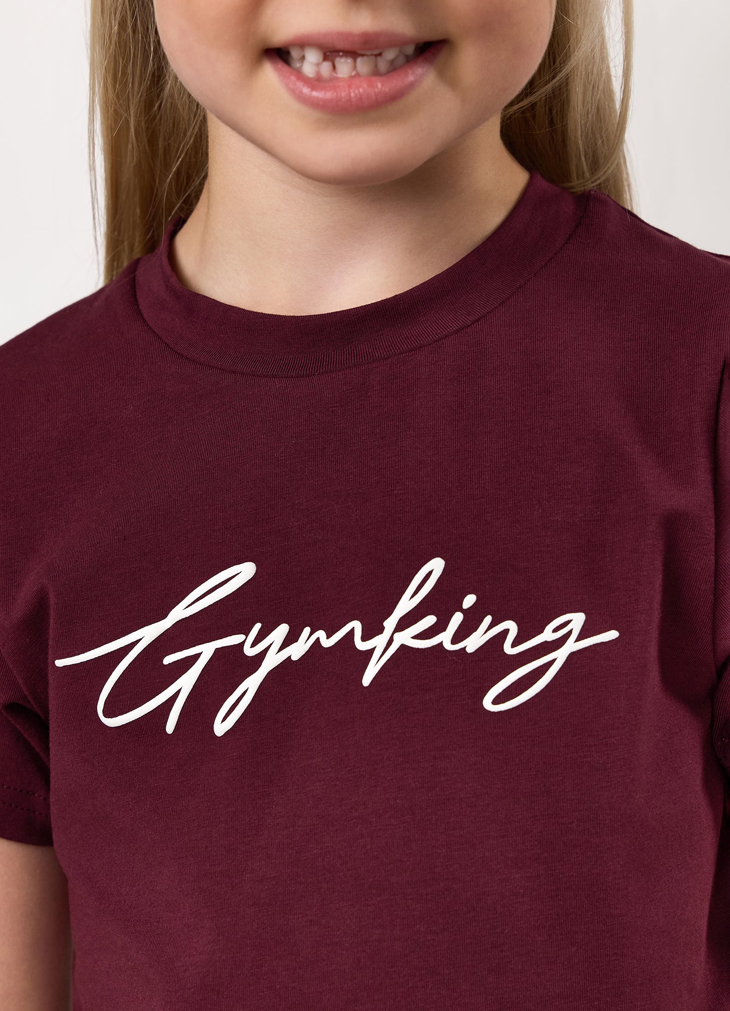 Gym King Kids Script Cap Sleeve Tee - Fig/White