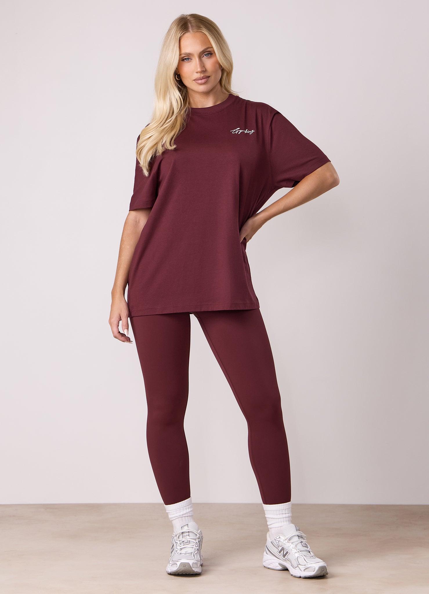 Gym King Script Mindset BF Tee - Deep Cherry