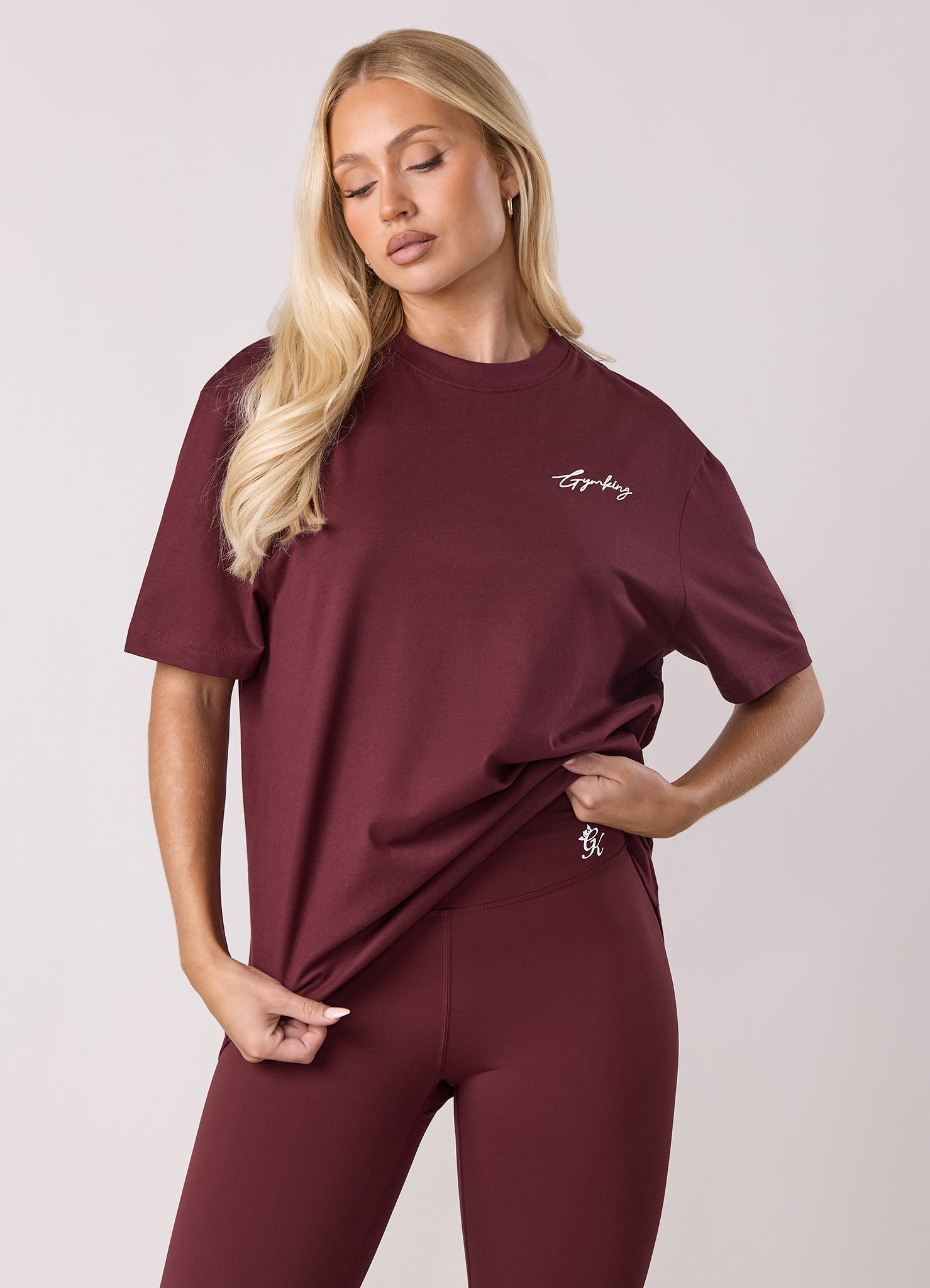 Gym King Script Mindset BF Tee - Deep Cherry