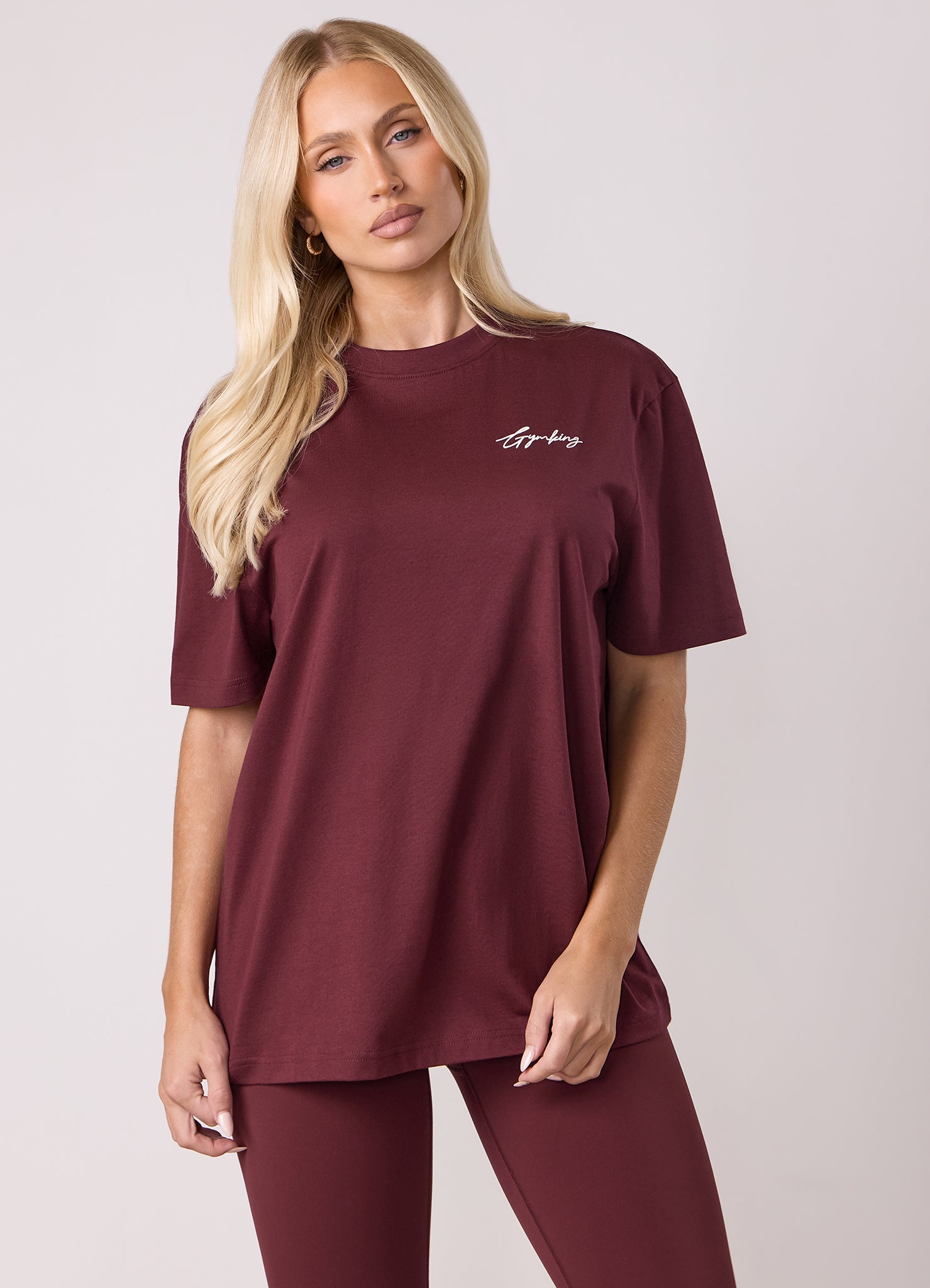 Gym King Script Mindset BF Tee - Deep Cherry