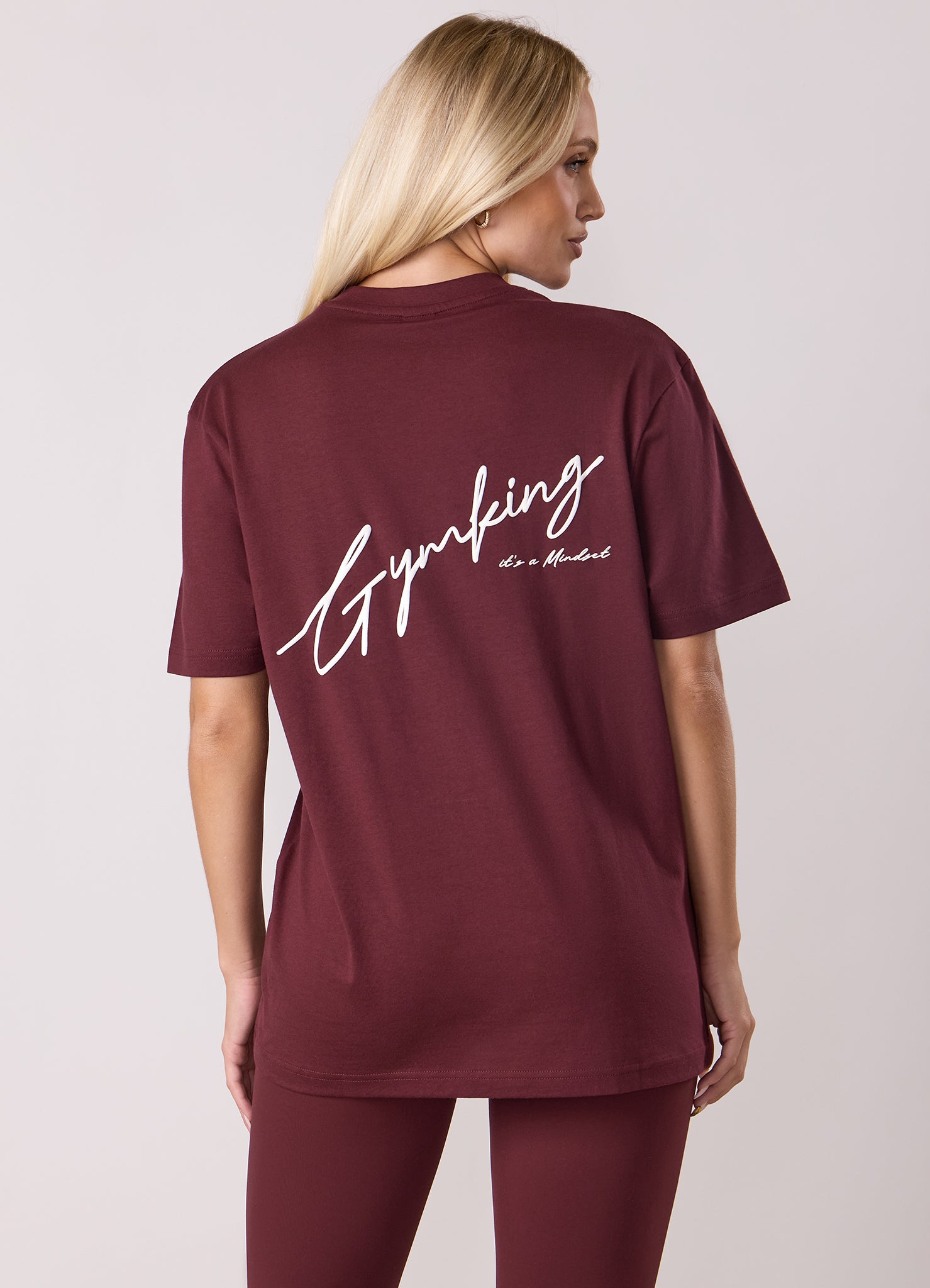 Gym King Script Mindset BF Tee - Deep Cherry