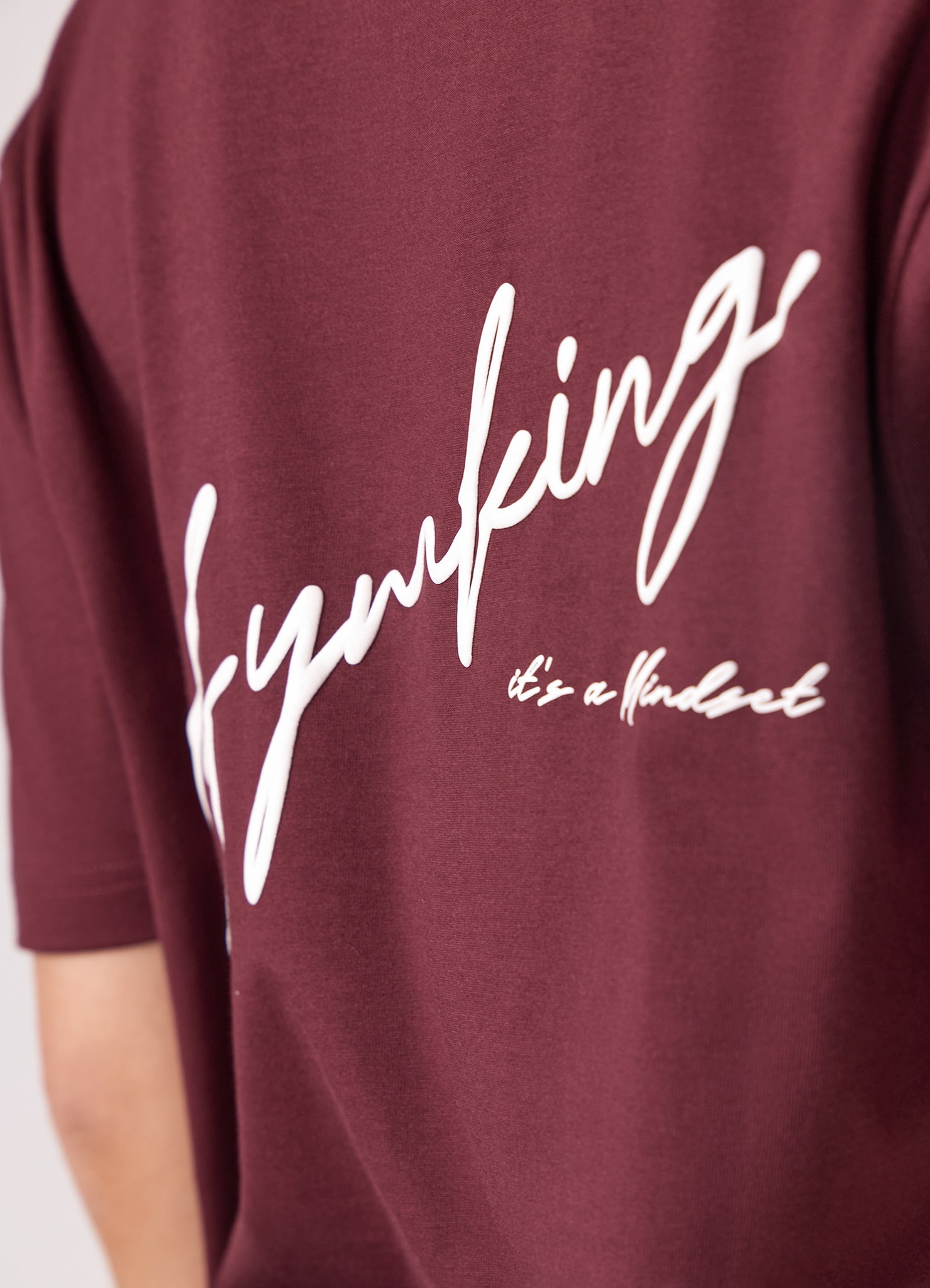 Gym King Script Mindset BF Tee - Deep Cherry