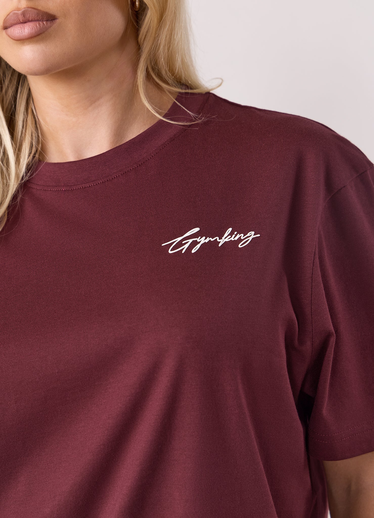 Gym King Script Mindset BF Tee - Deep Cherry