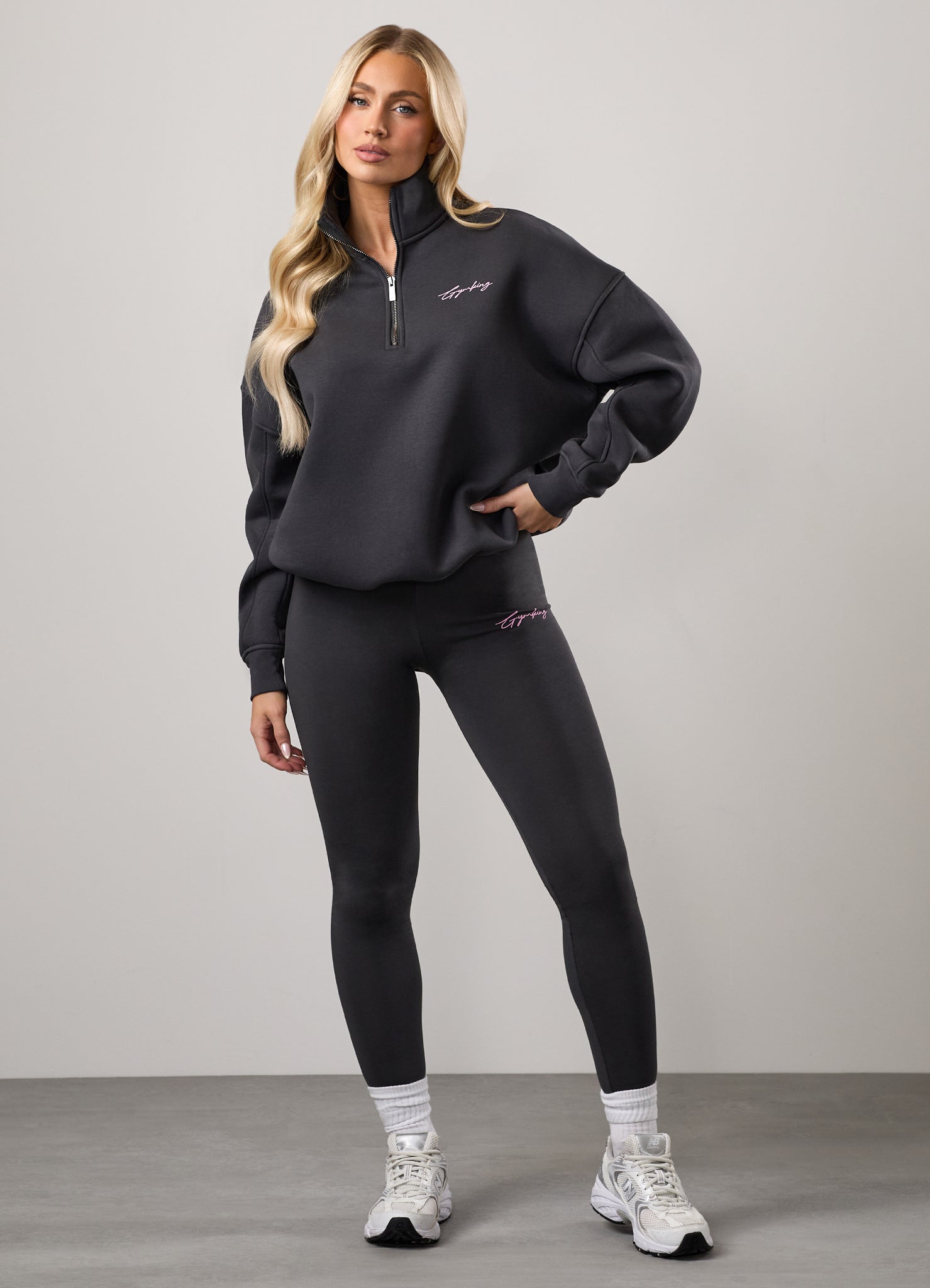 Gym King Script Mindset Cotton Jersey Legging - Dark Pewter