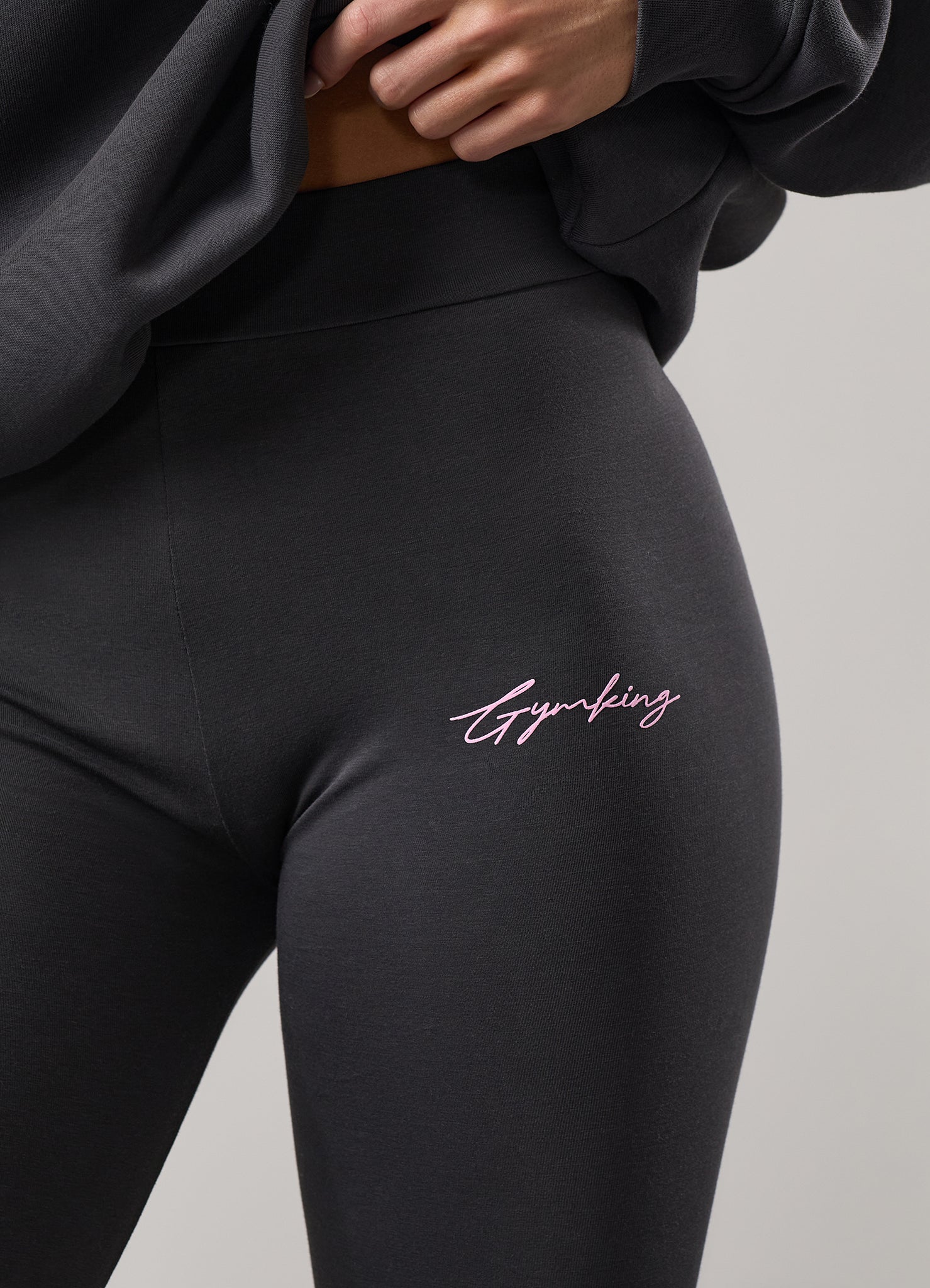 Gym King Script Mindset Cotton Jersey Legging - Dark Pewter