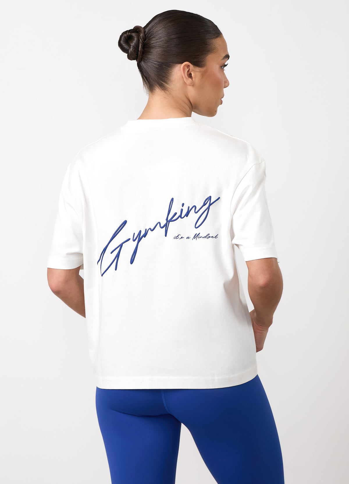 Gym King Script Mindset Hip Length BF T-Shirt - Cream