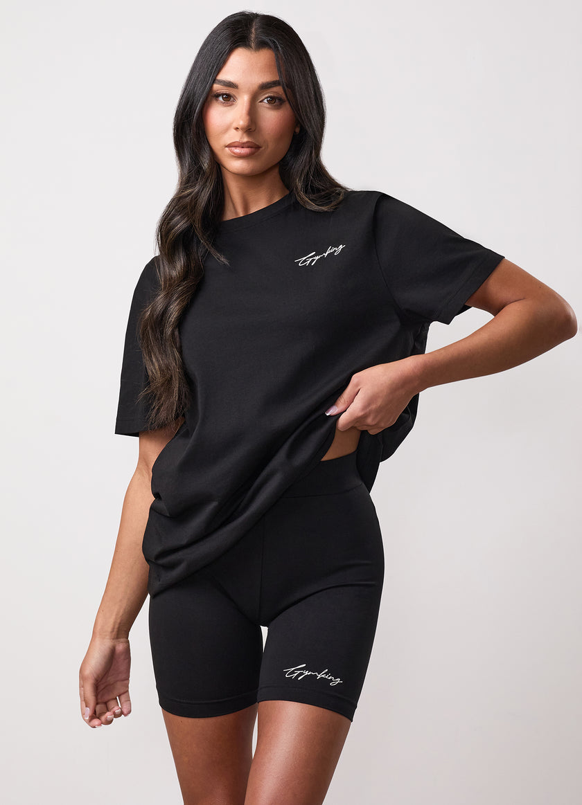 Gym King Script Mindset Jersey BF Tee - Black