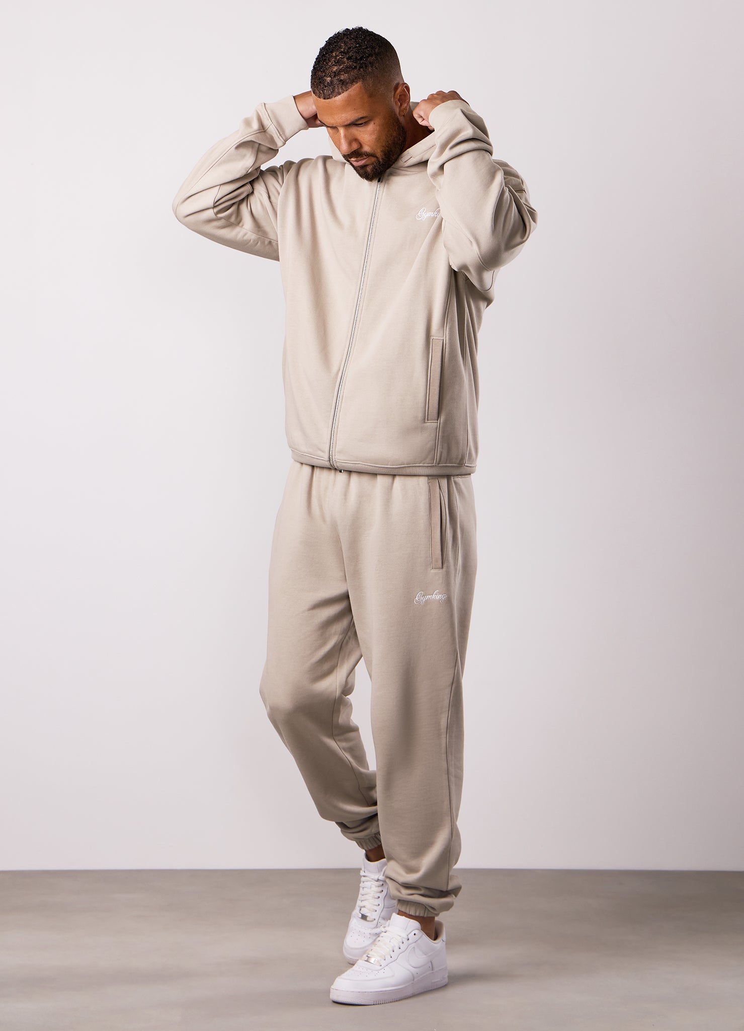 Gym King Script Relaxed Fit Jogger - Light Sand