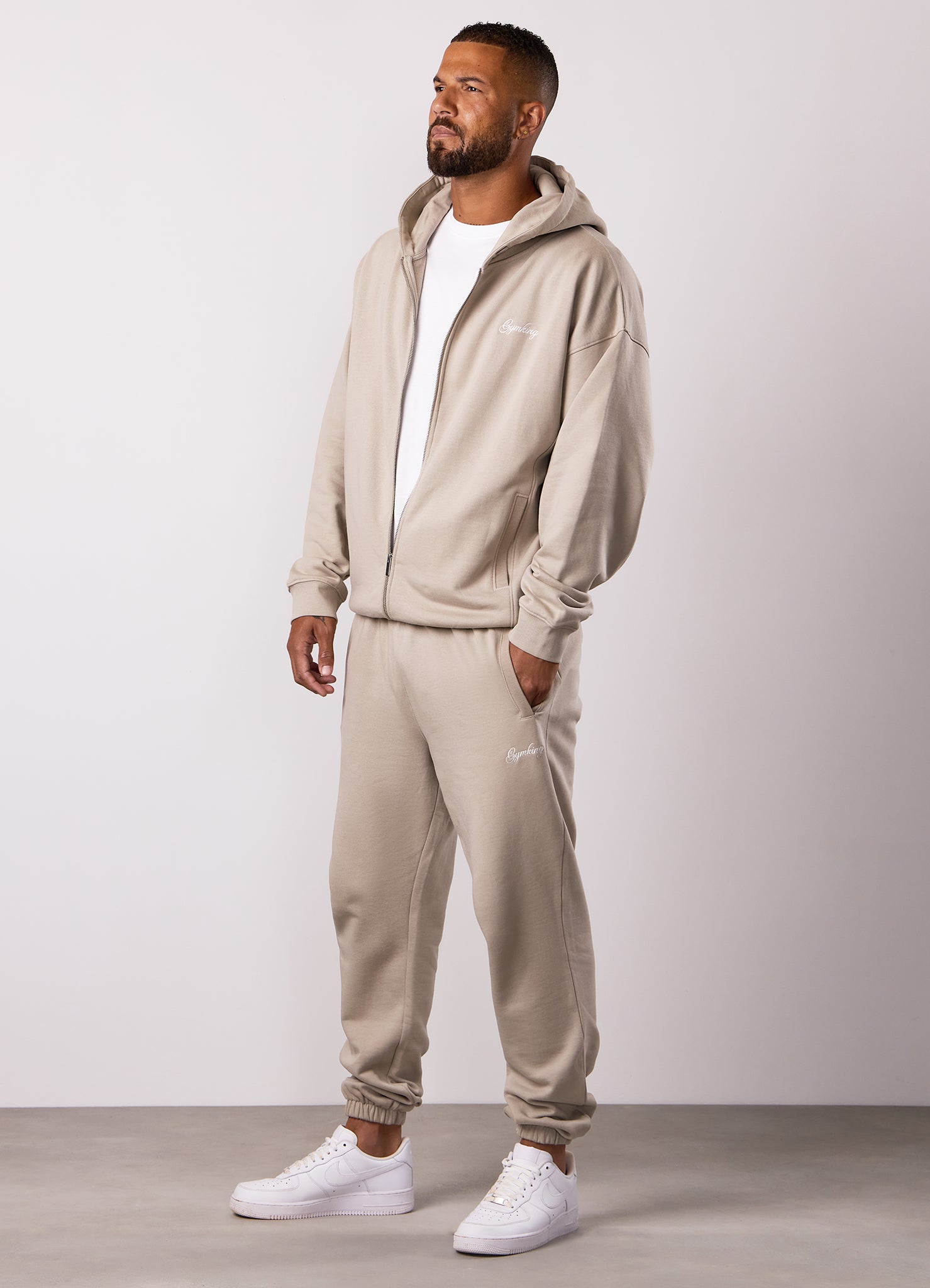 Gym King Script Relaxed Fit Jogger - Light Sand
