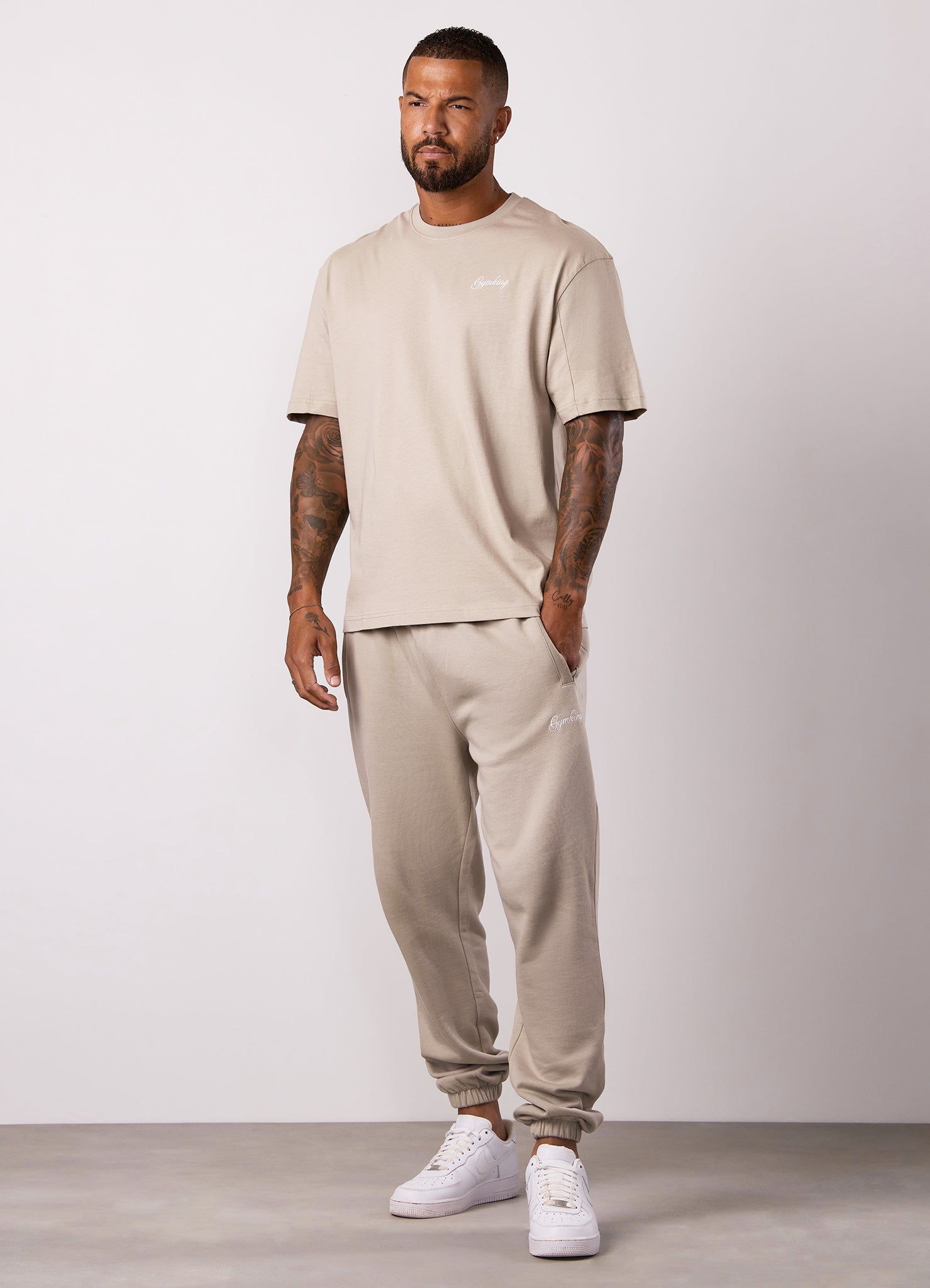 Gym King Script Relaxed Fit Tee - Light Sand