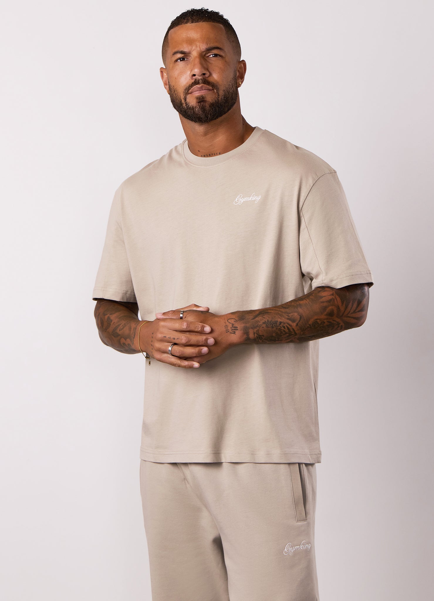 Gym King Script Relaxed Fit Tee - Light Sand