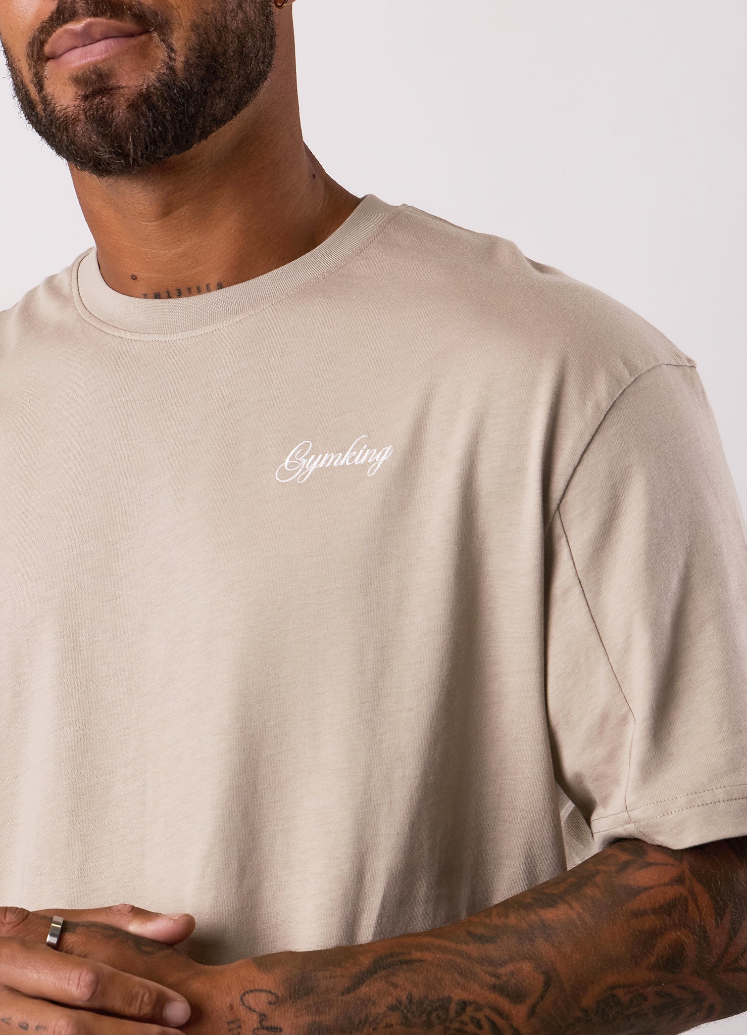 Gym King Script Relaxed Fit Tee - Light Sand