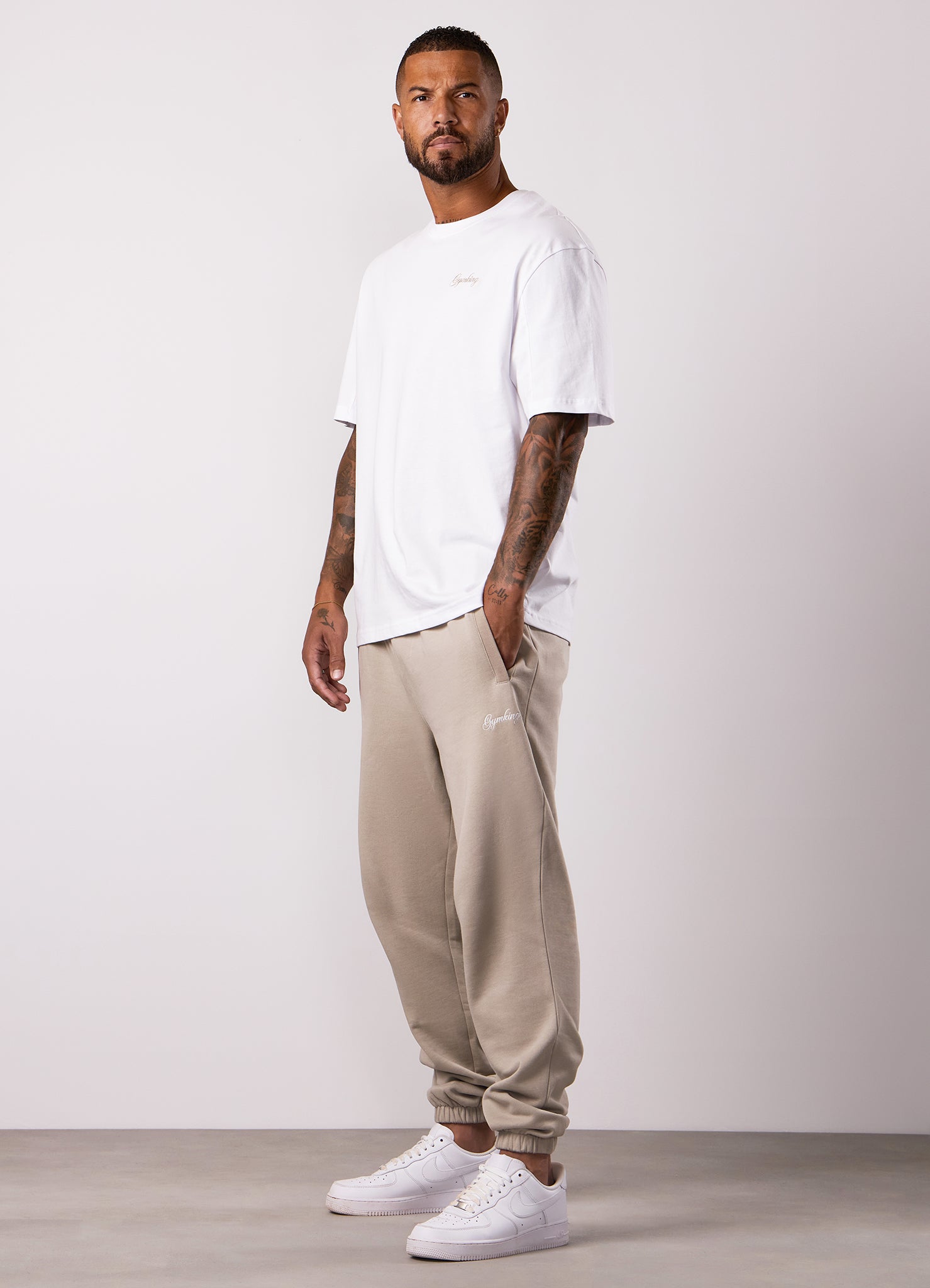 Gym King Script Relaxed Fit Tee - White