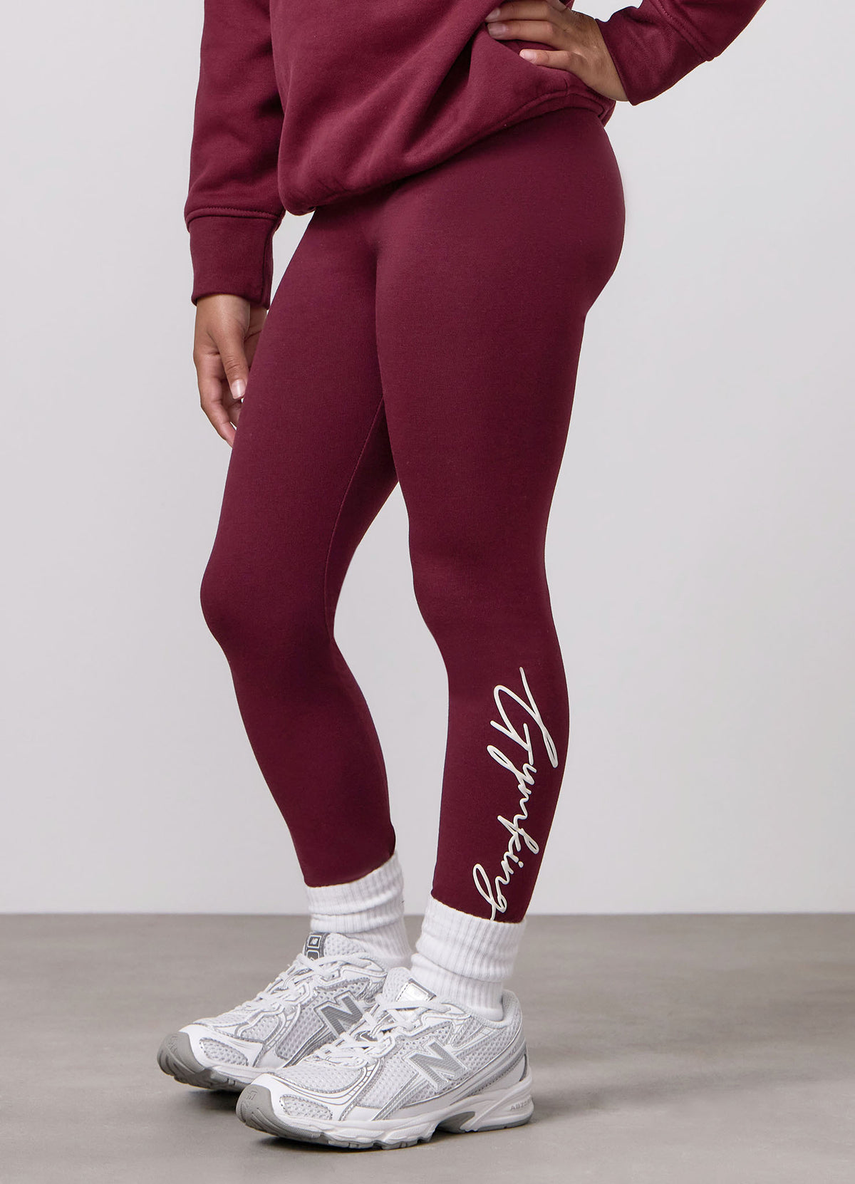Gym King Older Kids Script Legging - Deep Cherry