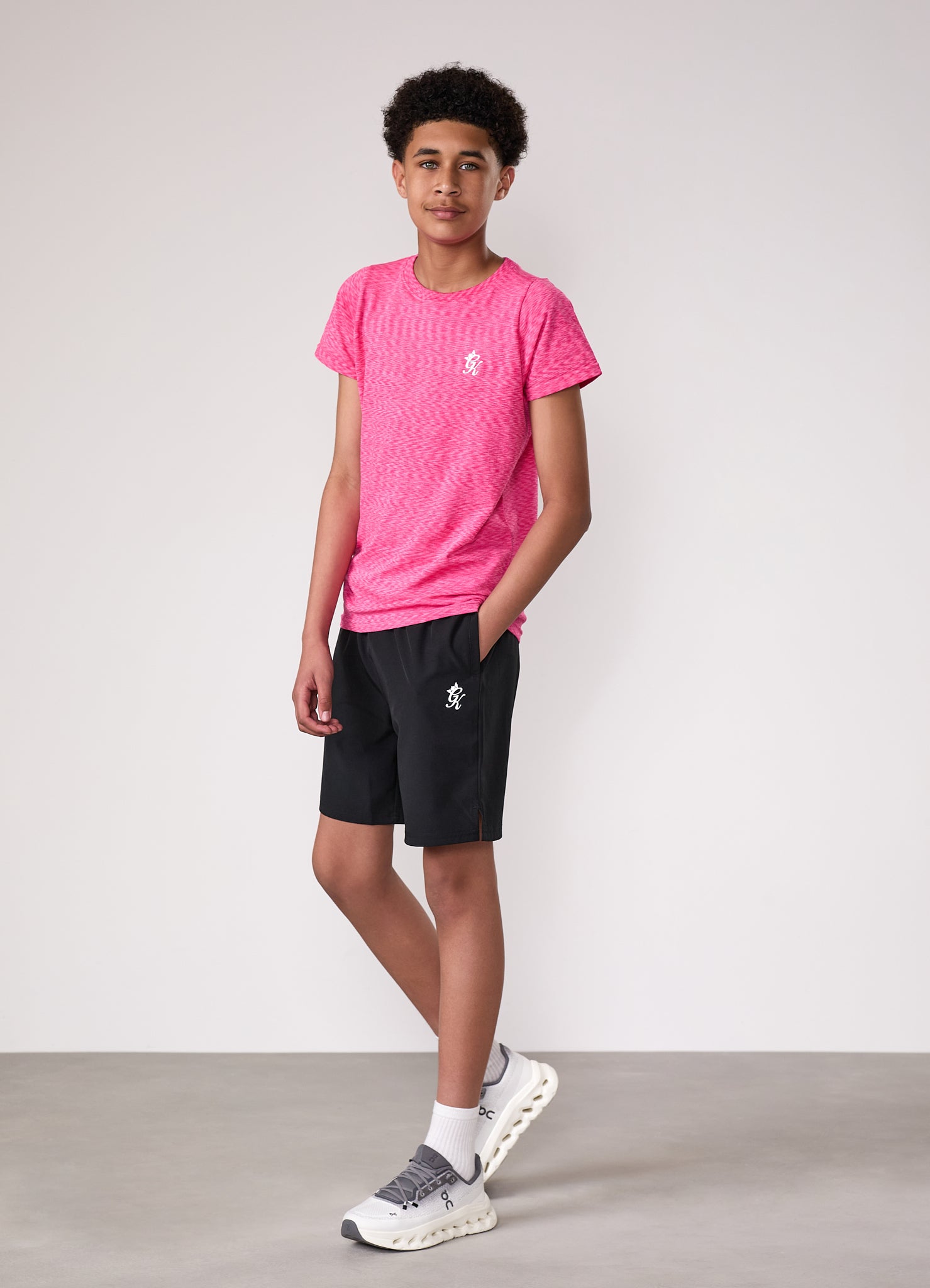 Gym King Kids Seamless Space Dye Tee - Hot Pink Grindle