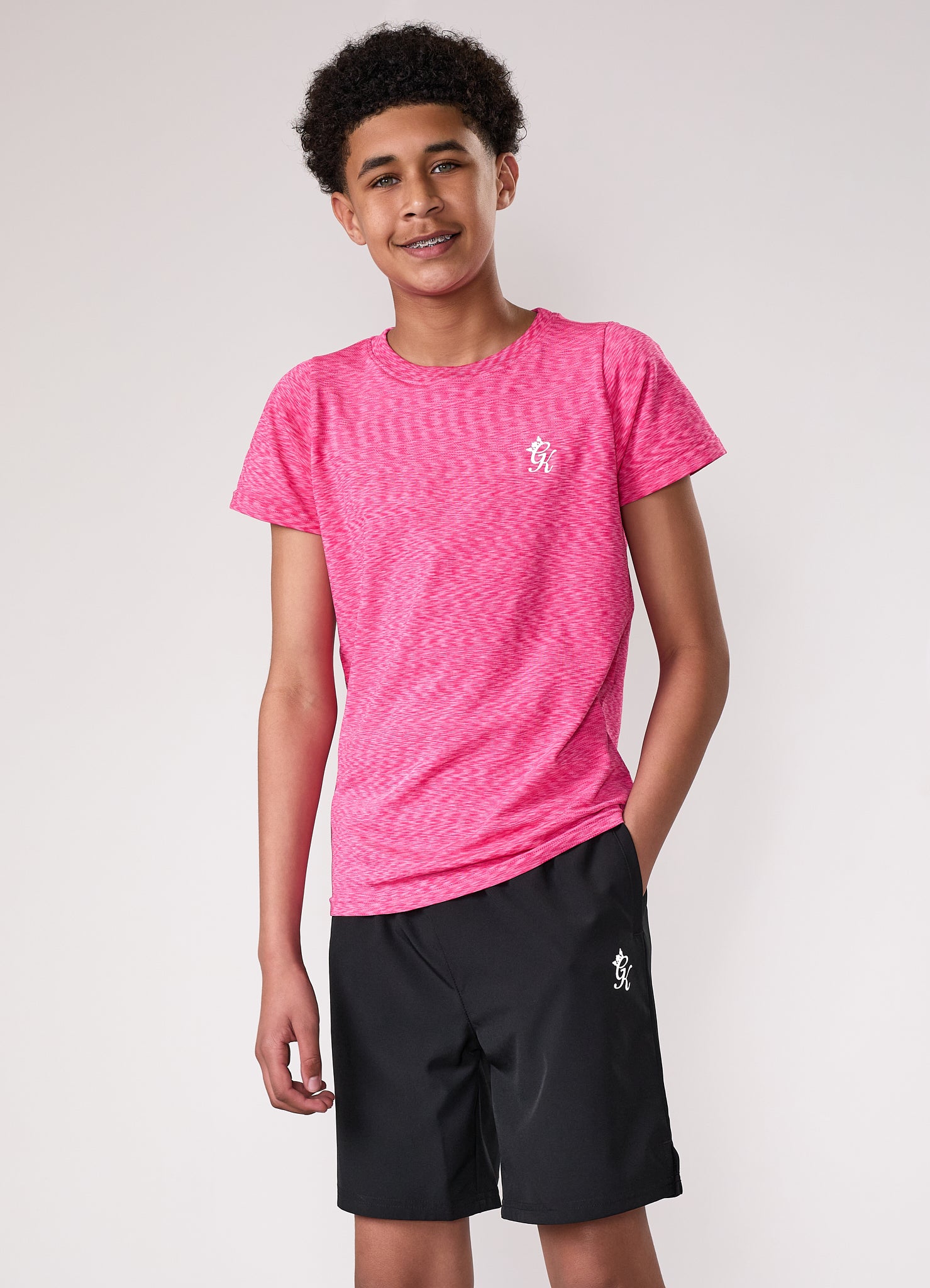 Gym King Kids Seamless Space Dye Tee - Hot Pink Grindle