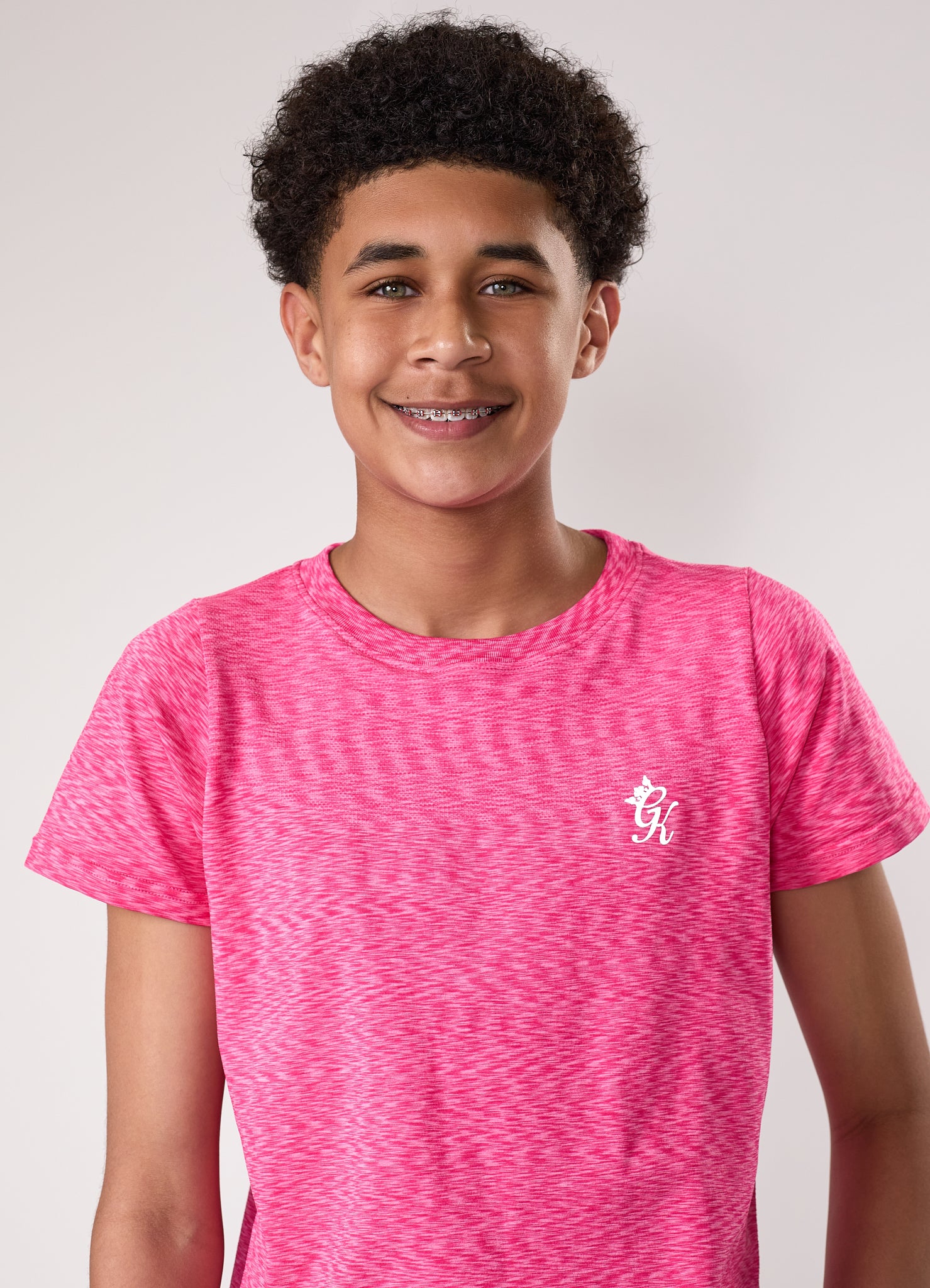 Gym King Kids Seamless Space Dye Tee - Hot Pink Grindle