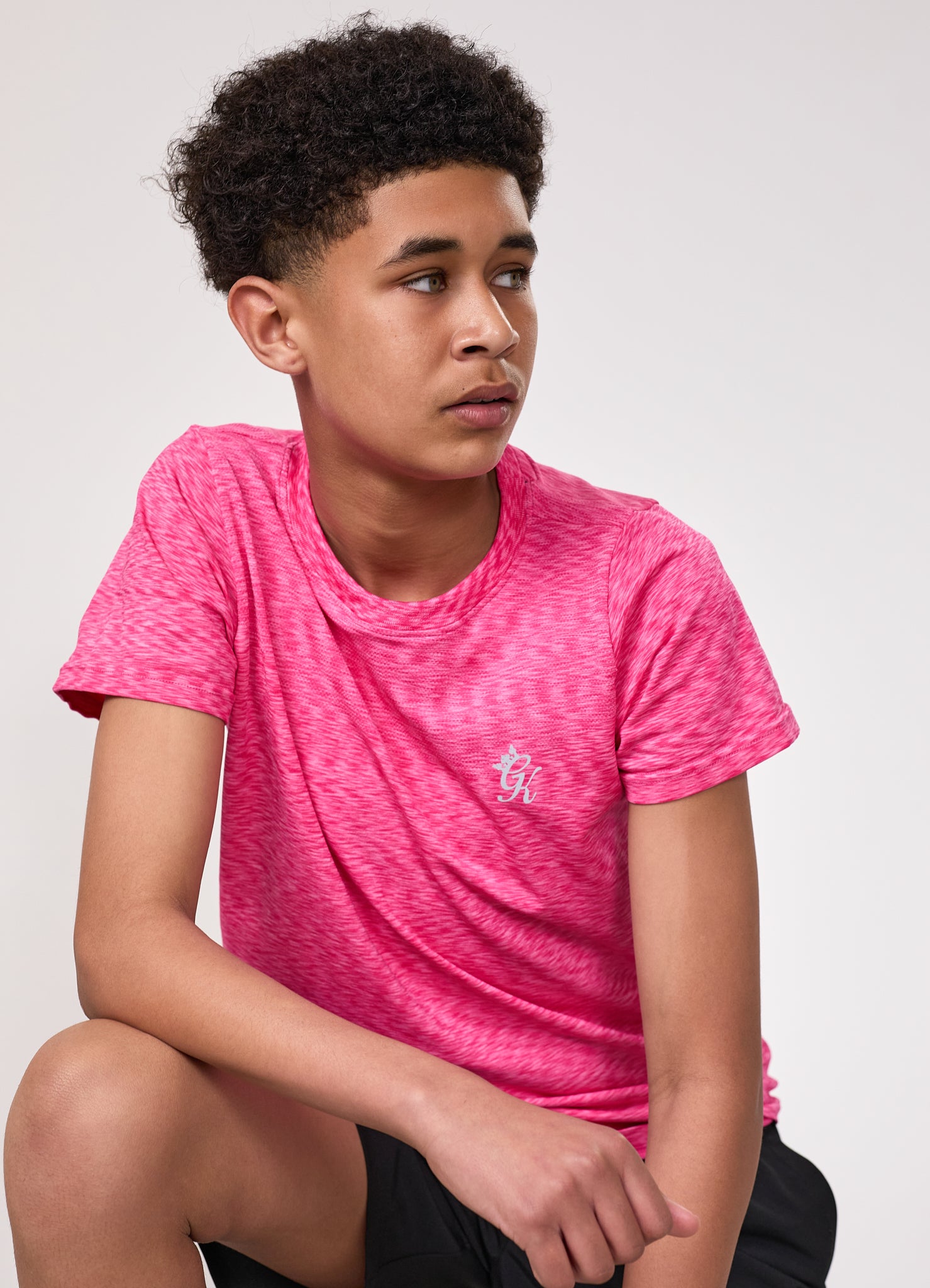 Gym King Kids Seamless Space Dye Tee - Hot Pink Grindle