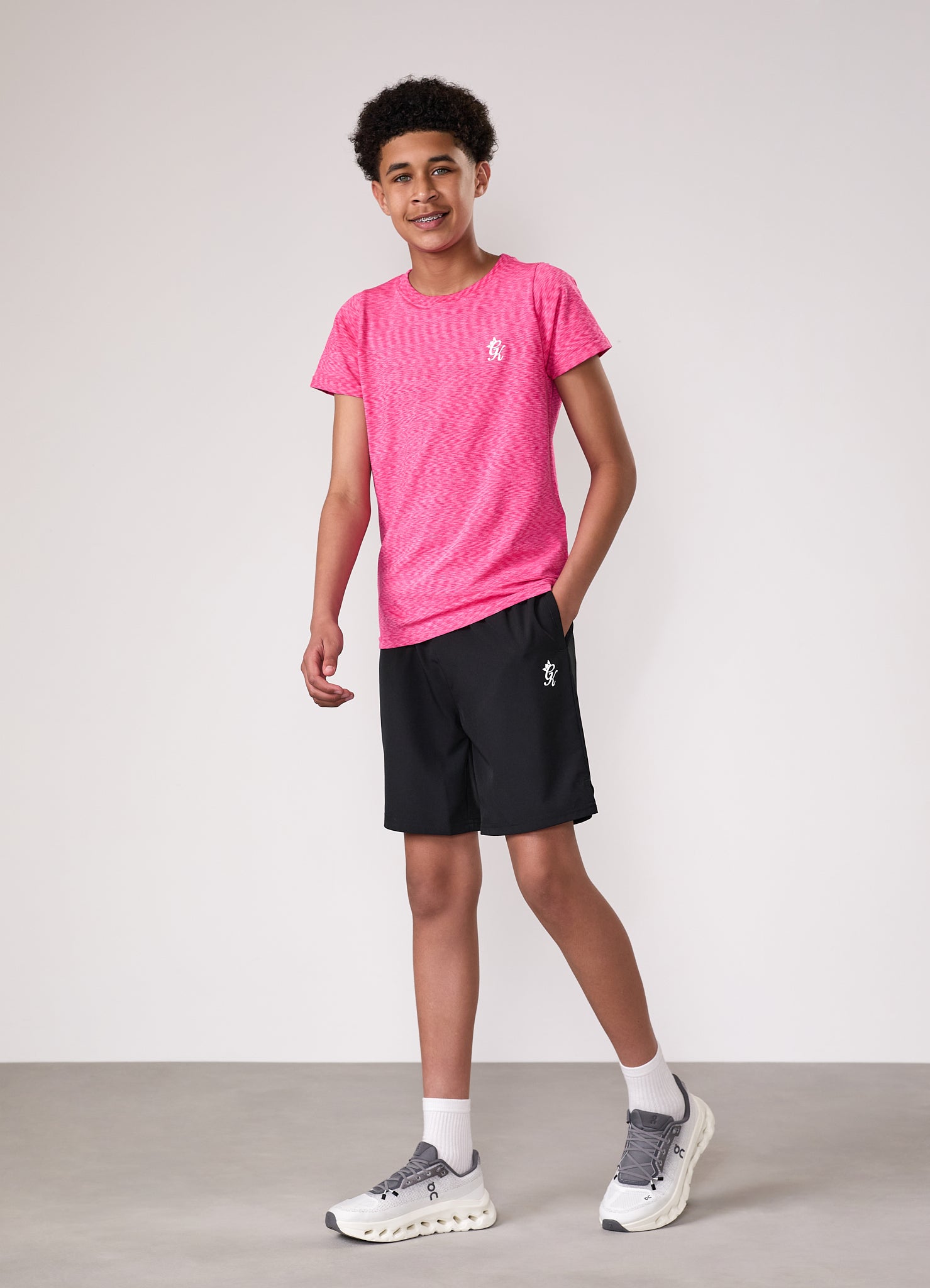 Gym King Kids Seamless Space Dye Tee - Hot Pink Grindle